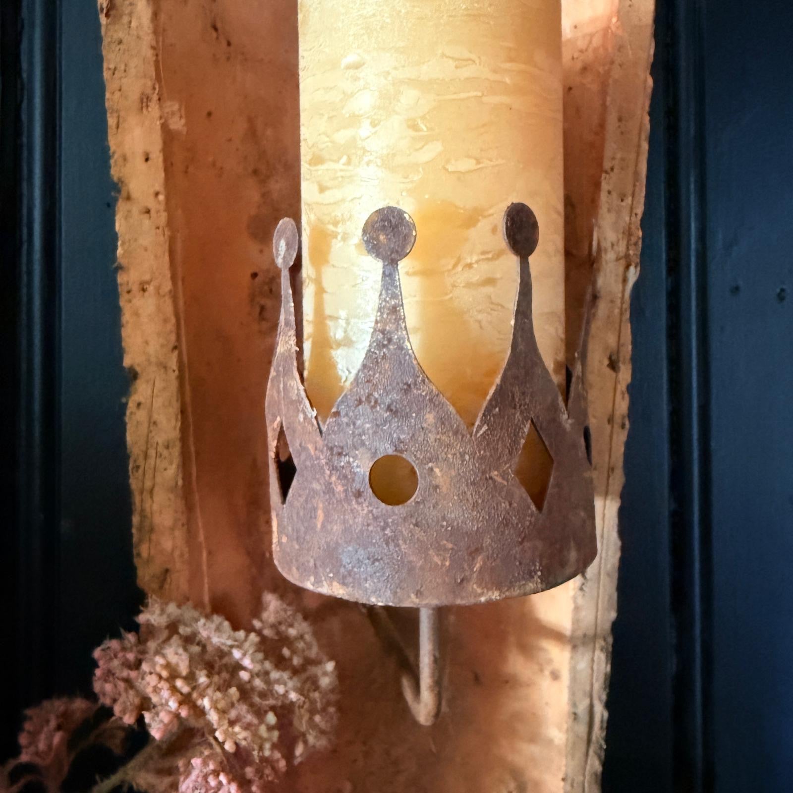 French Roof Tile Candle Sconce with Crown