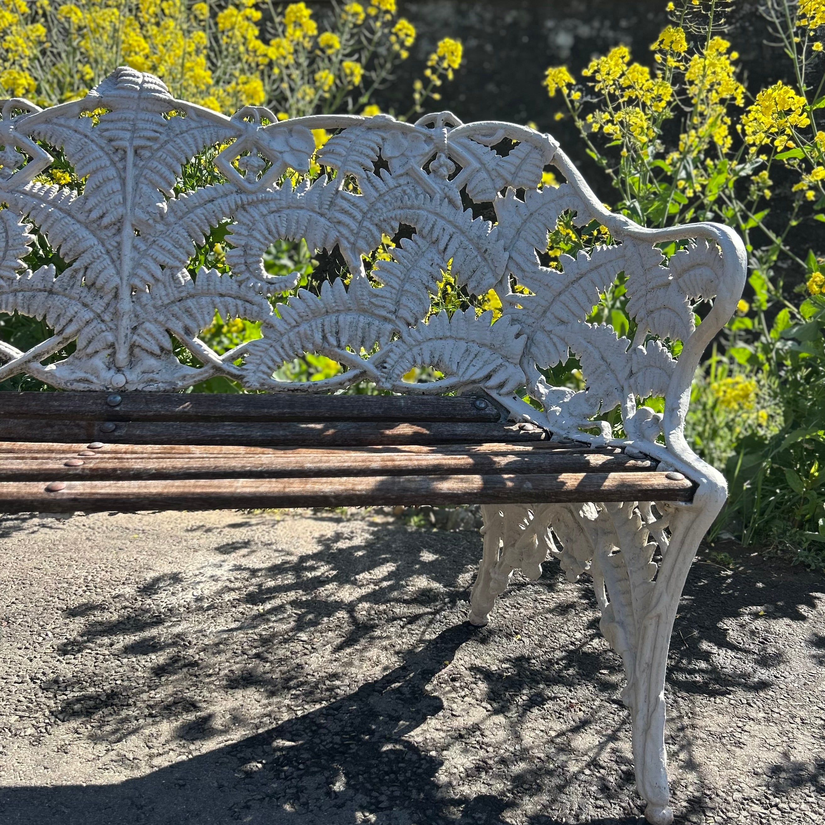 Cast Iron Bench With Fern & Blackberry Design