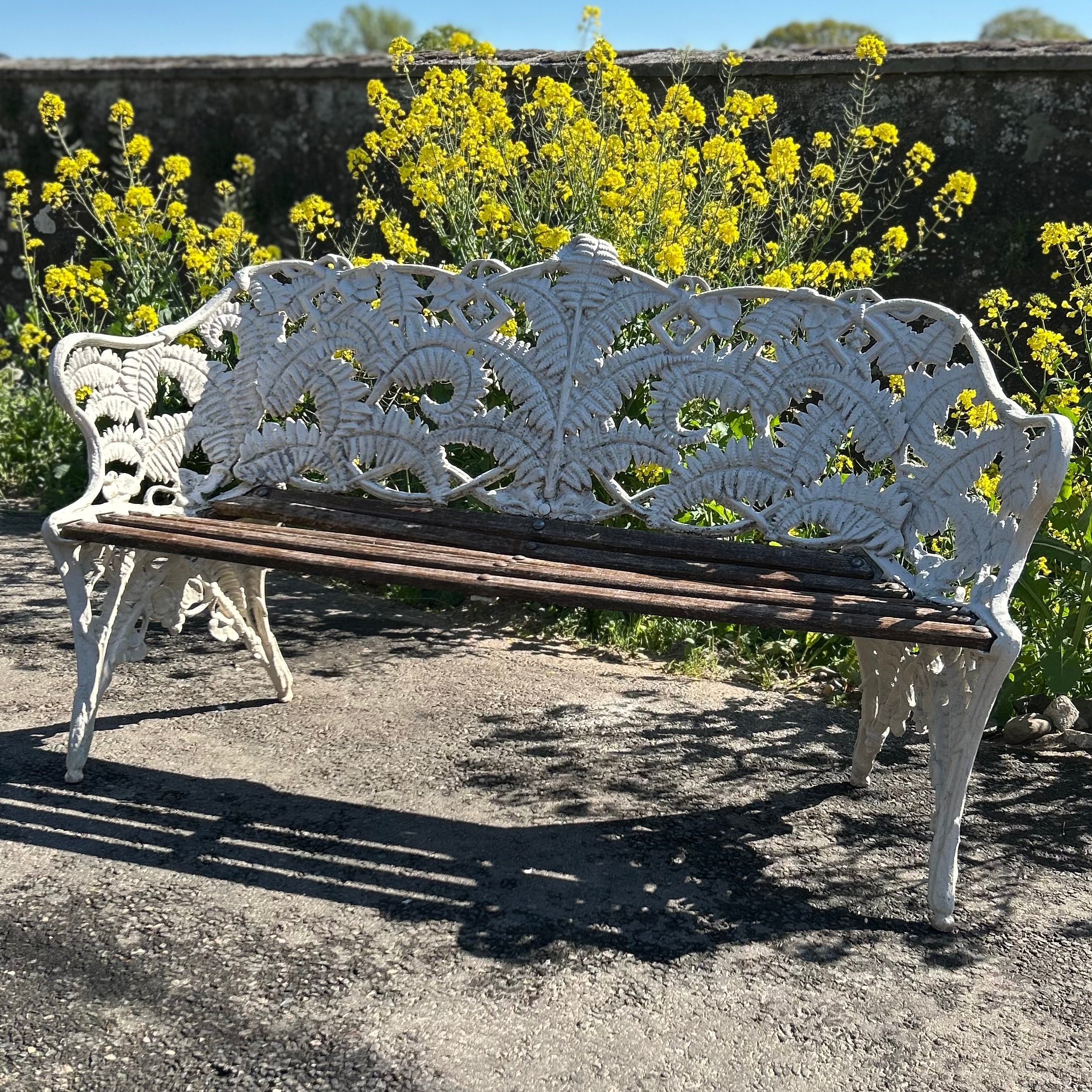 Cast Iron Bench With Fern & Blackberry Design