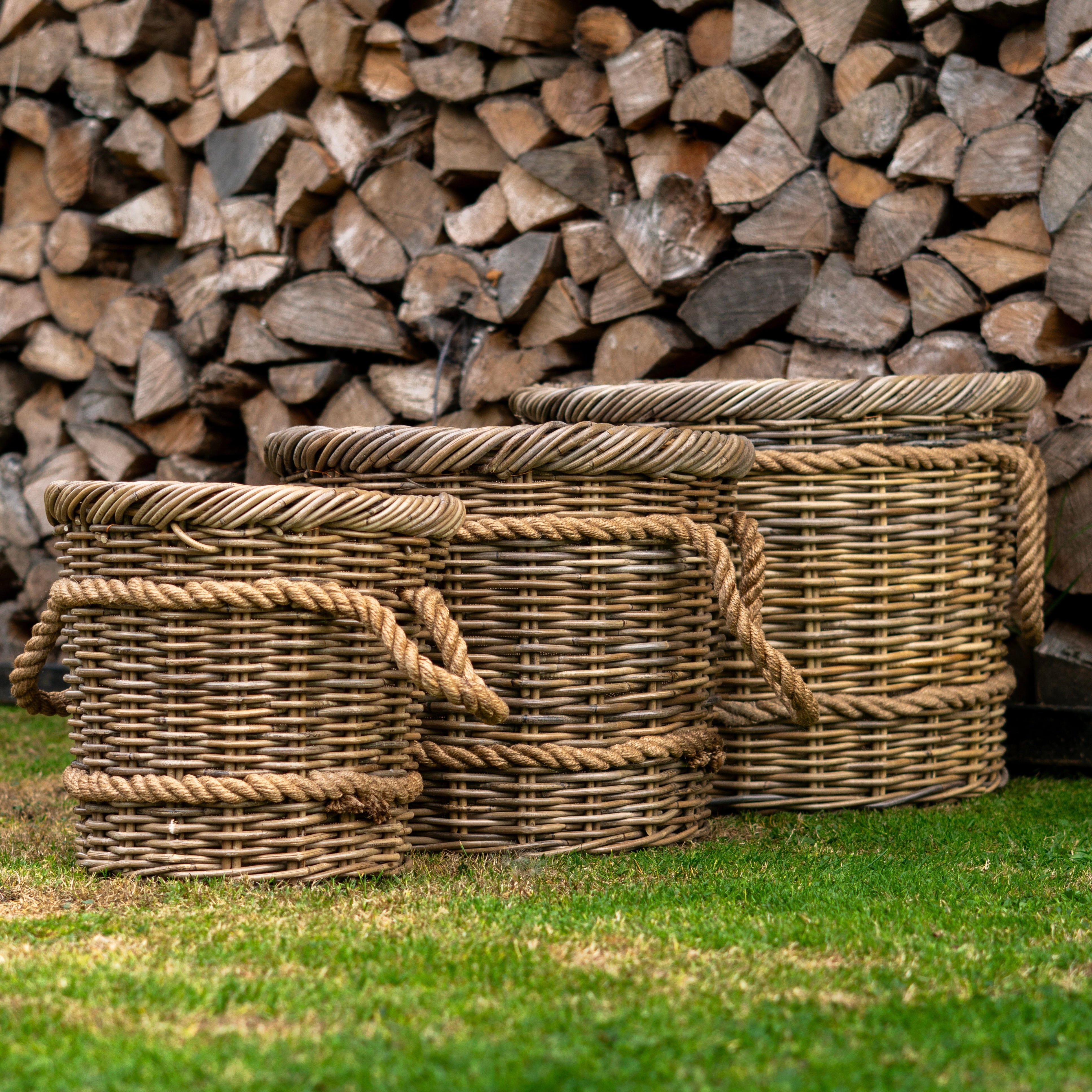 Round Rattan Log Basket