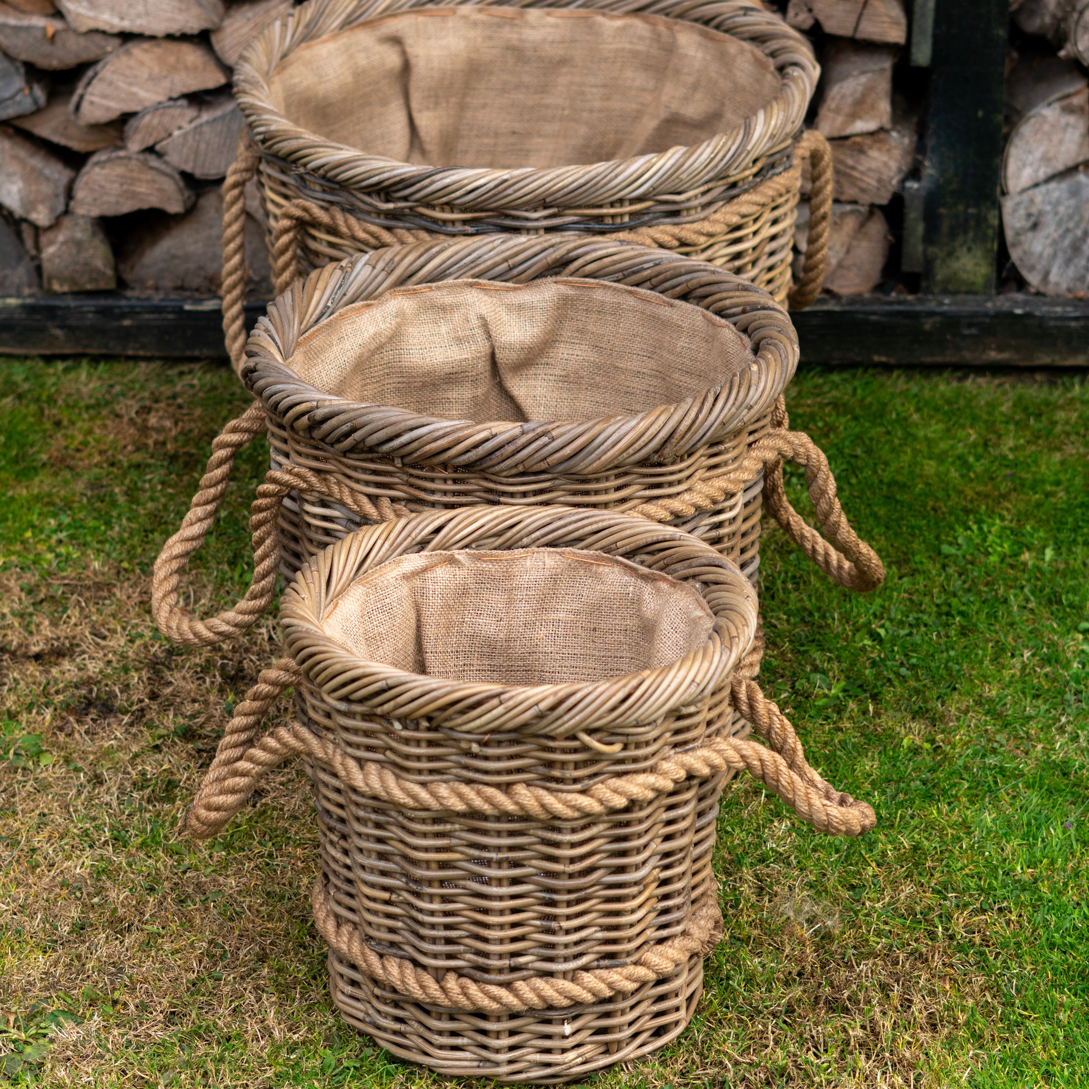 Round Rattan Log Basket