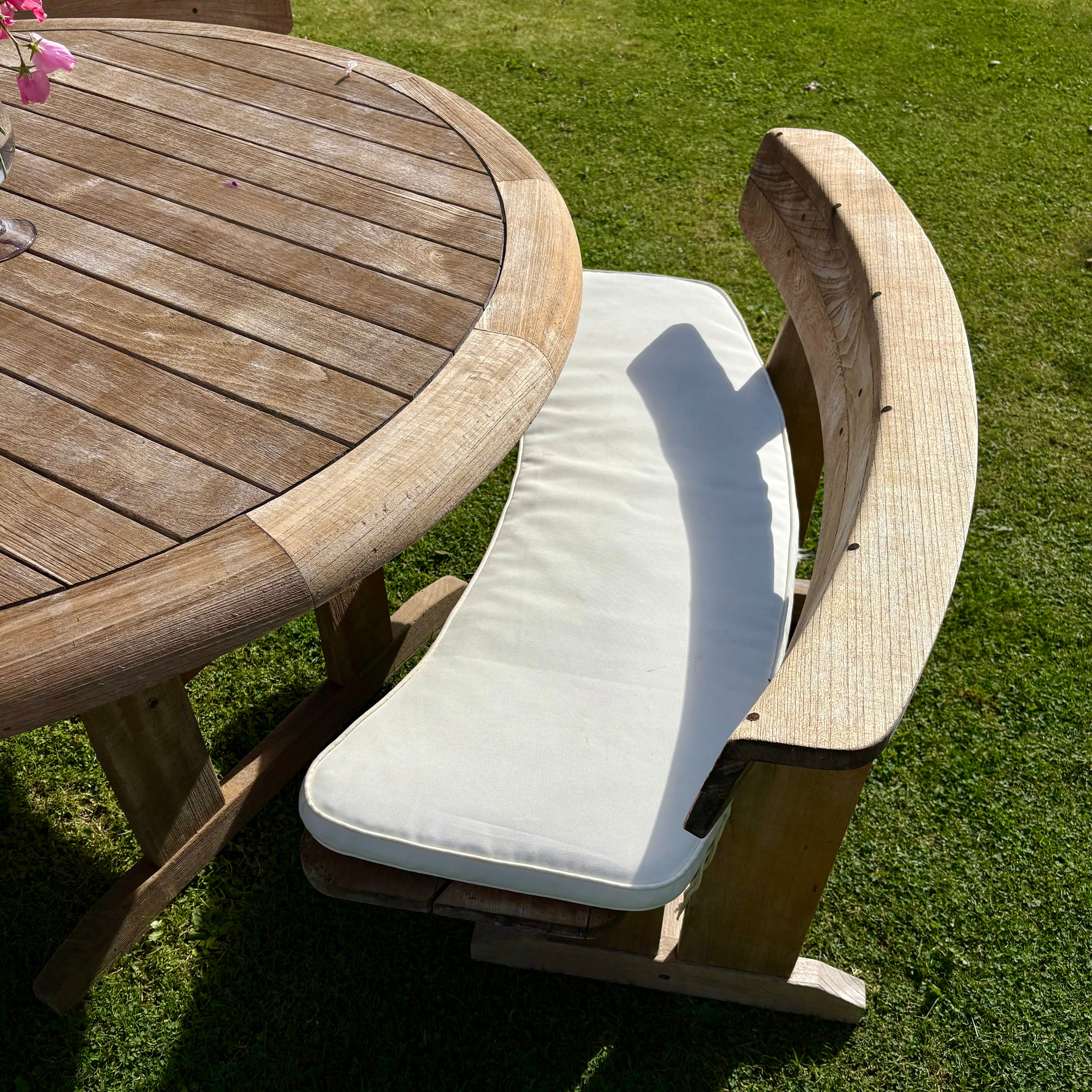 Teak Garden Table & Bench Set with Parasol