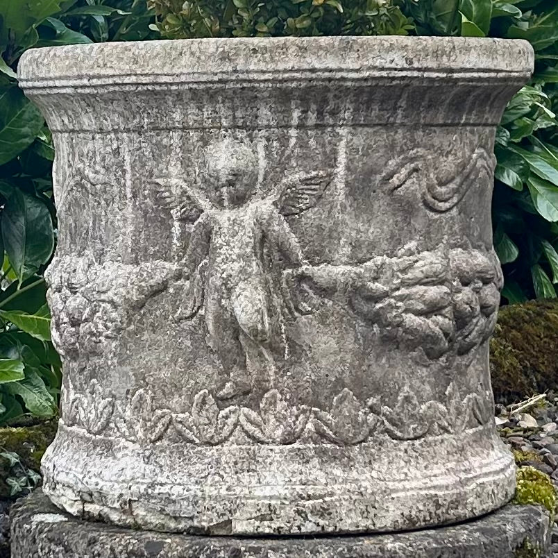 Reclaimed Planter with Putti Design