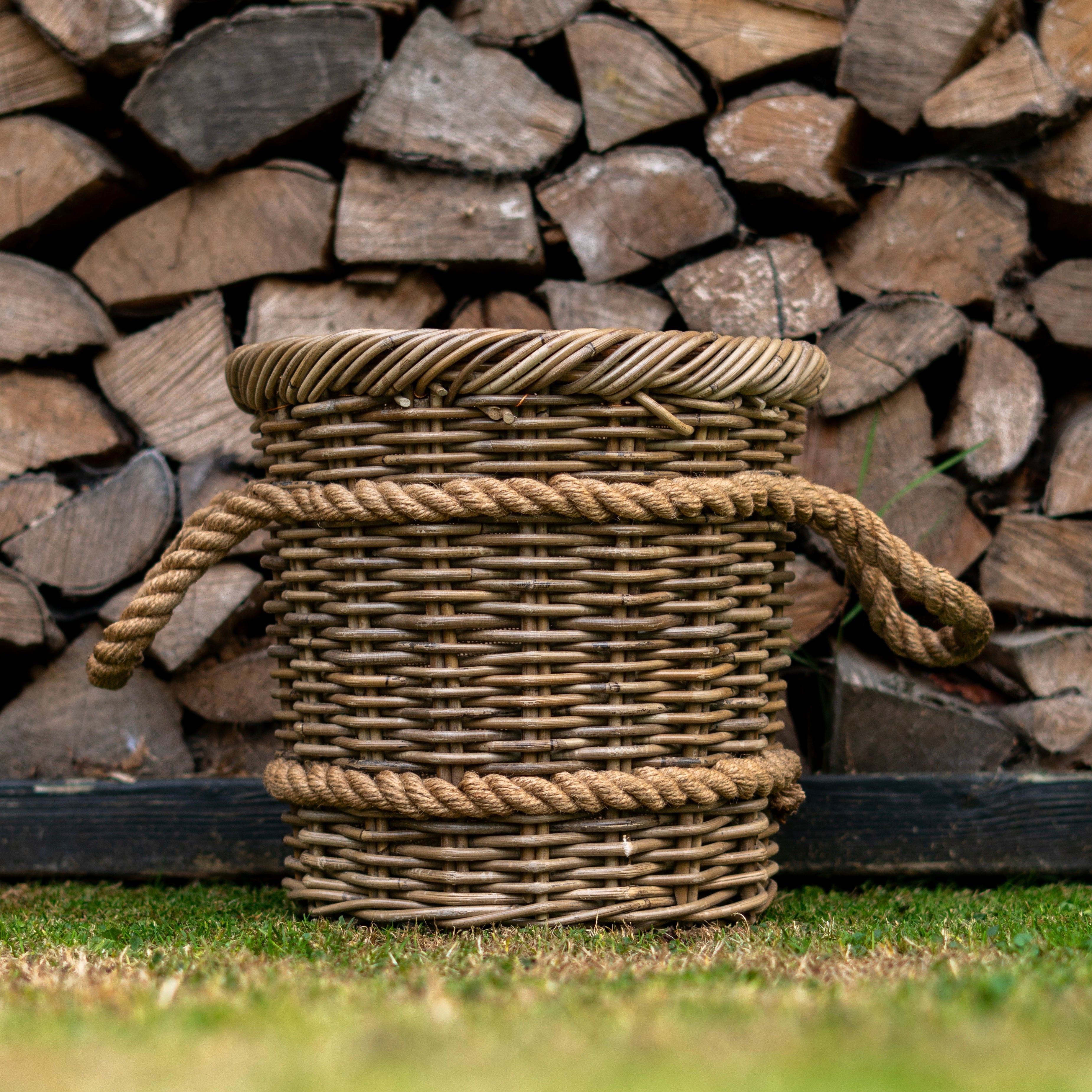 Round Rattan Log Basket