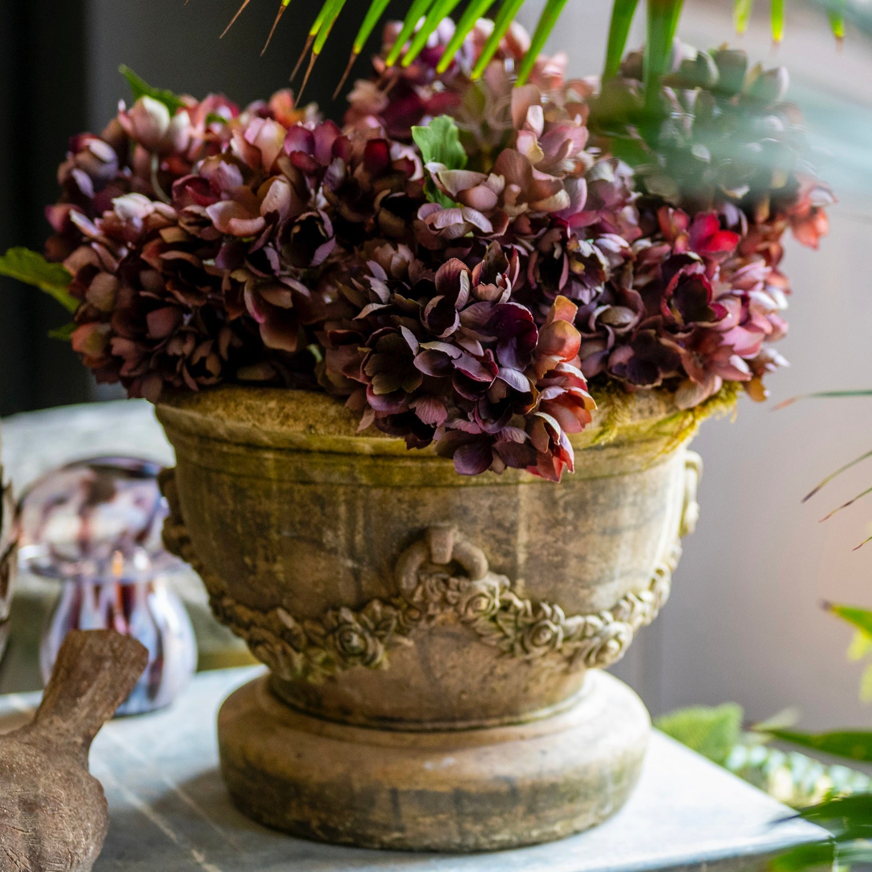 Small Vintage Urn With Garland Decoration
