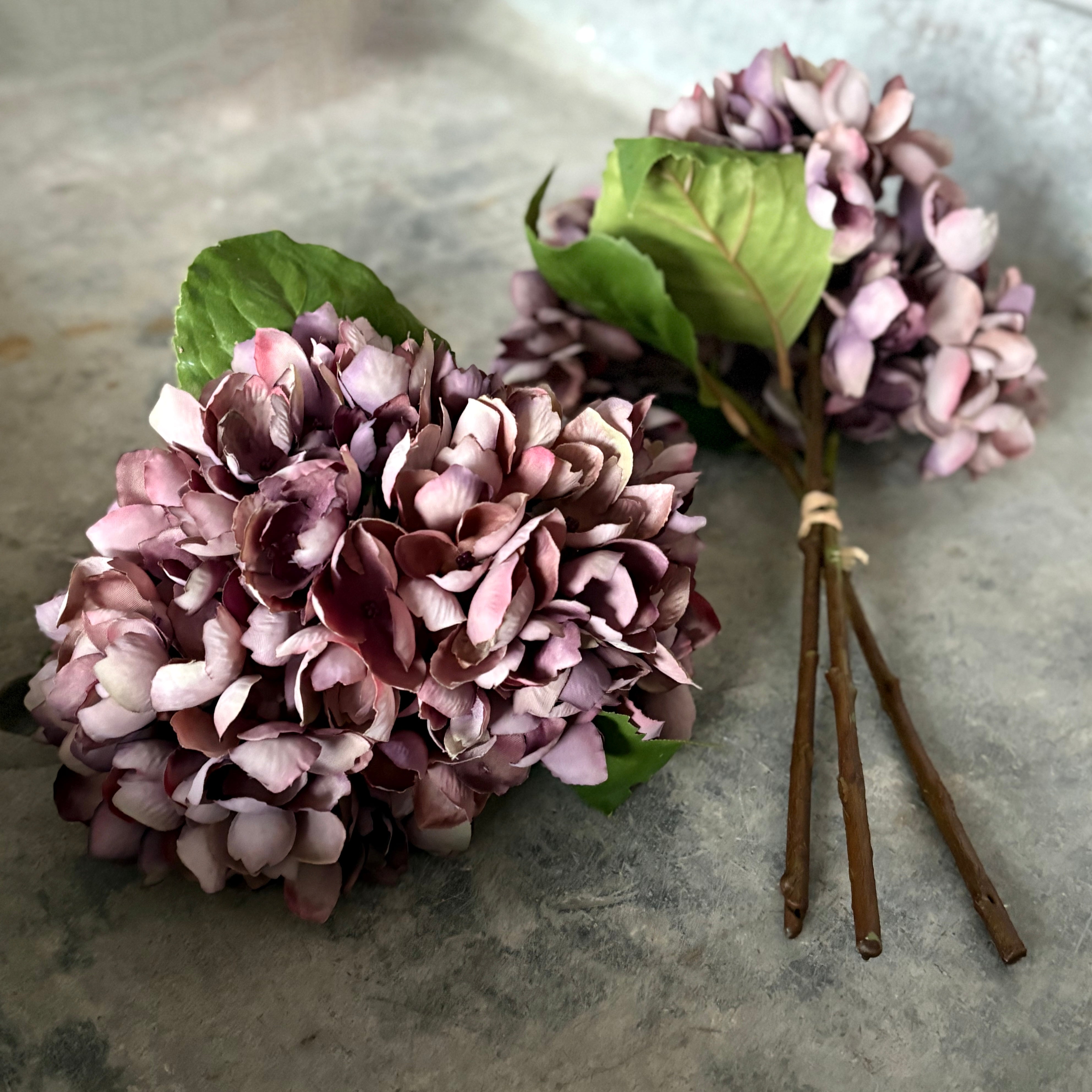 Artificial Hydrangea Bunch, Damson