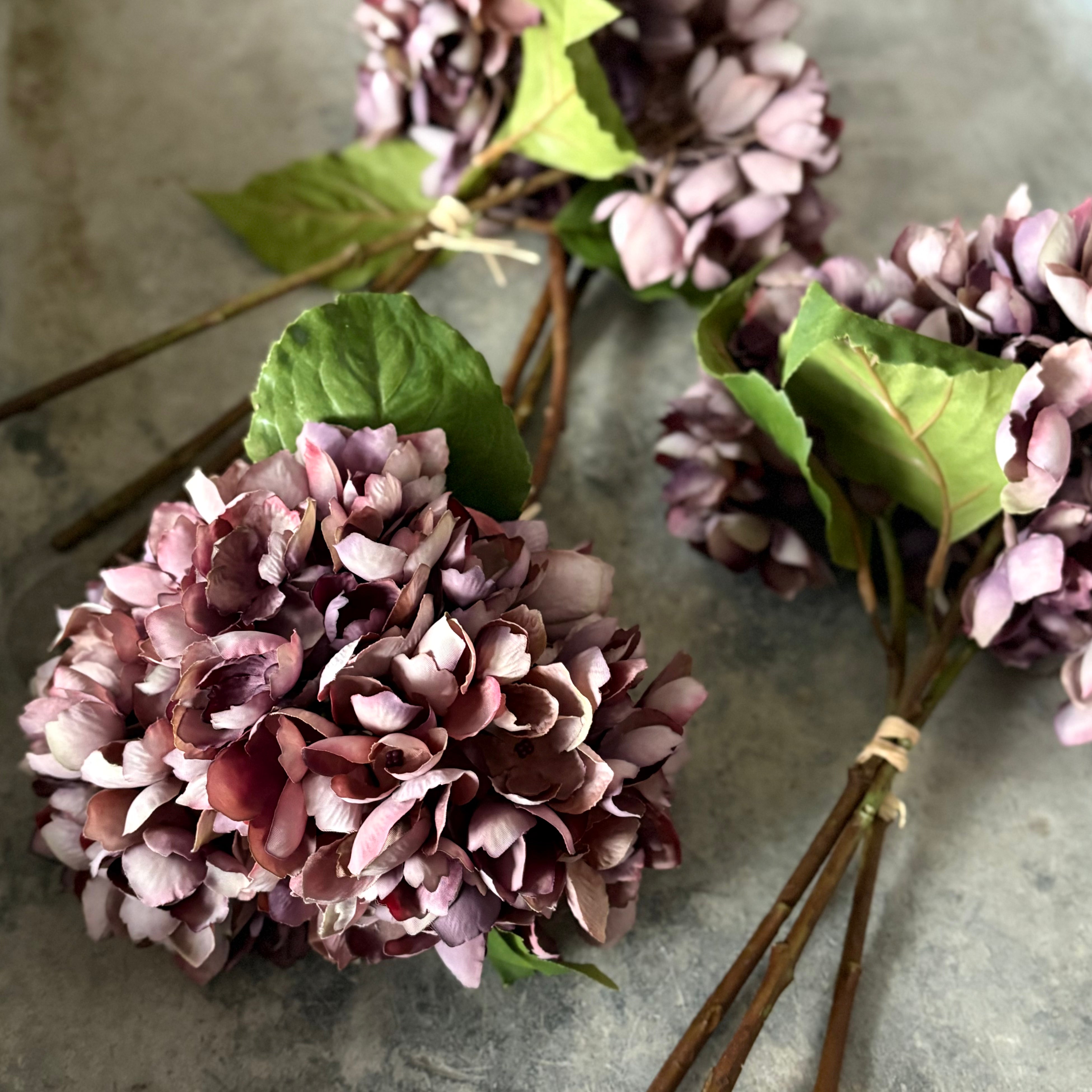 Artificial Hydrangea Bunch, Damson
