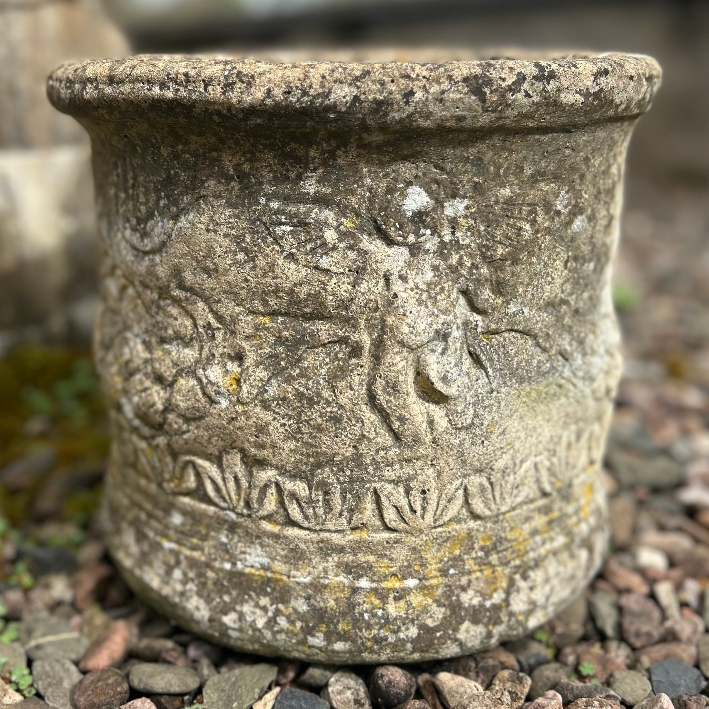 Vintage Garden Urn With Cherub Design