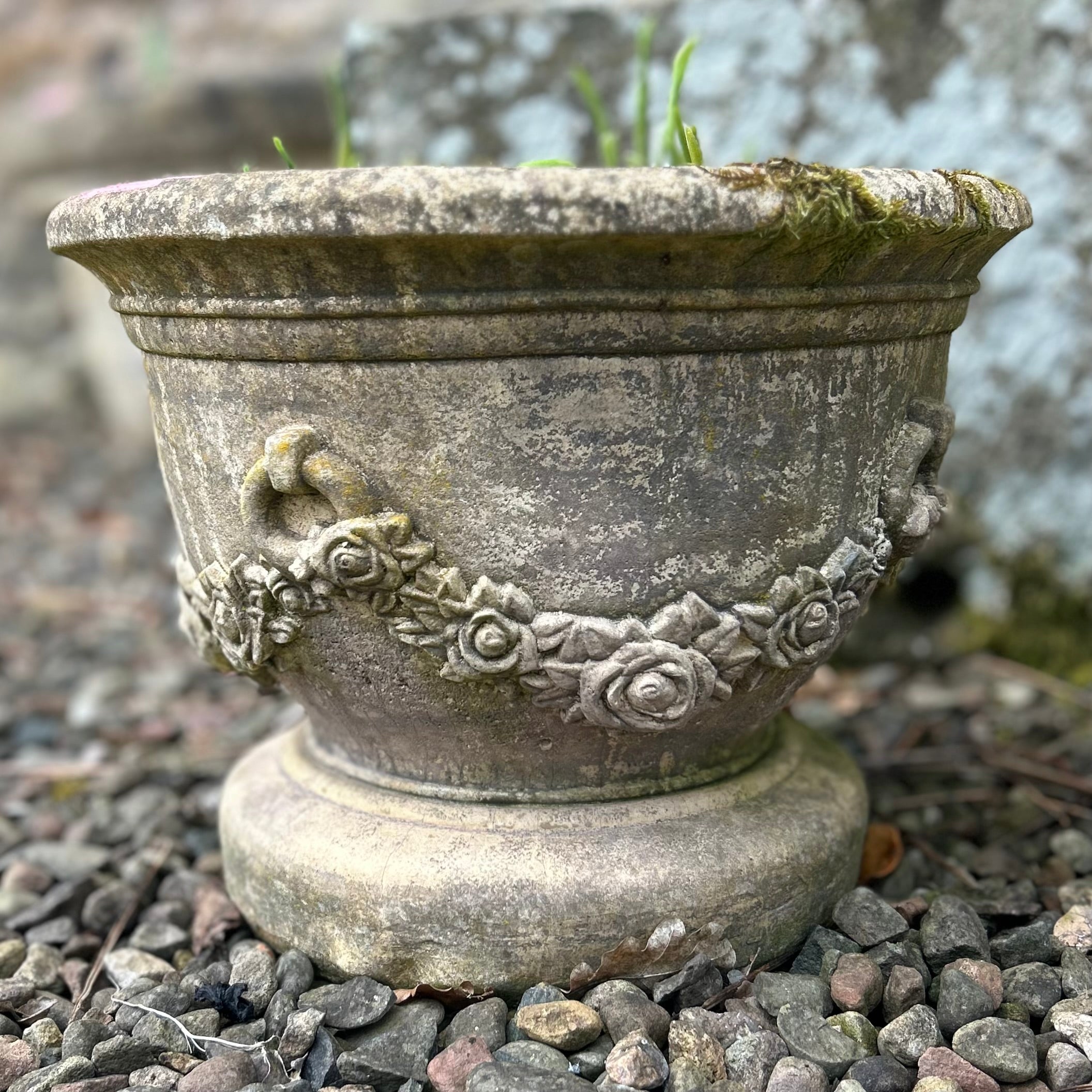 Small Vintage Urn With Garland Decoration