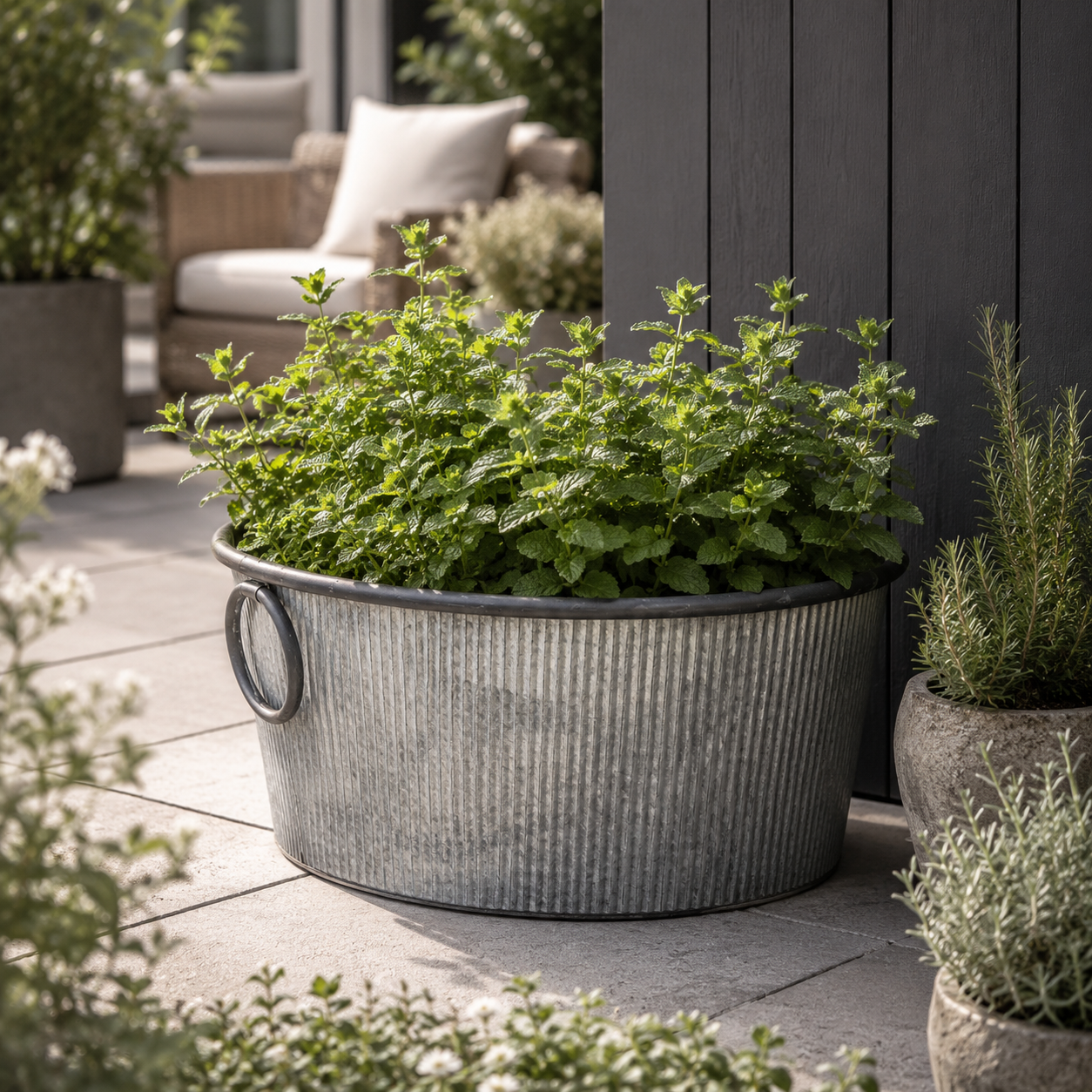 Round Zinc Planter