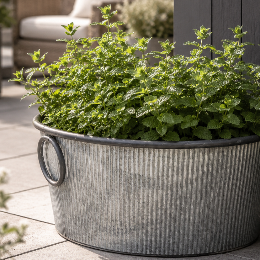 Round Zinc Planter