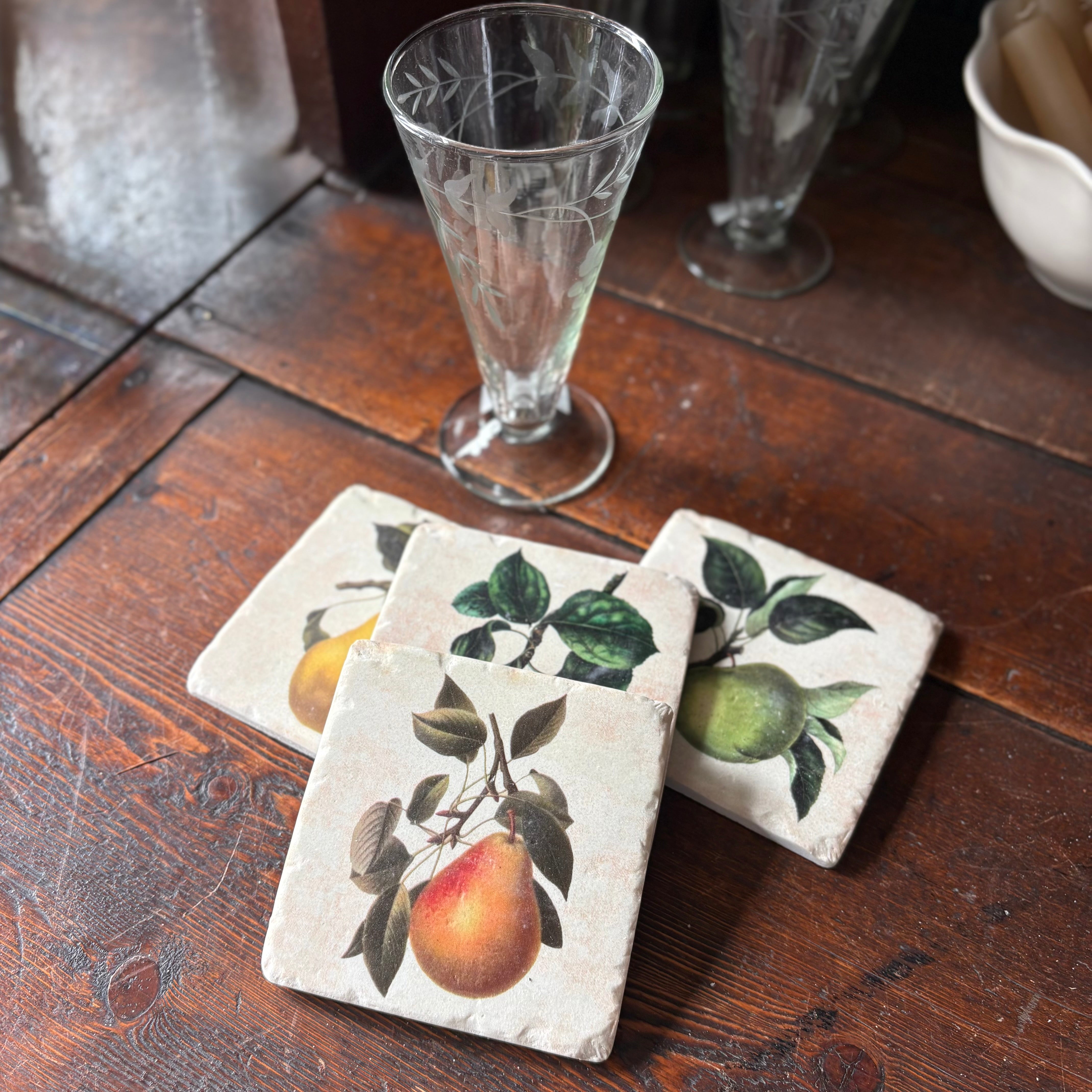 Set of 4 Apple & Pear Coasters