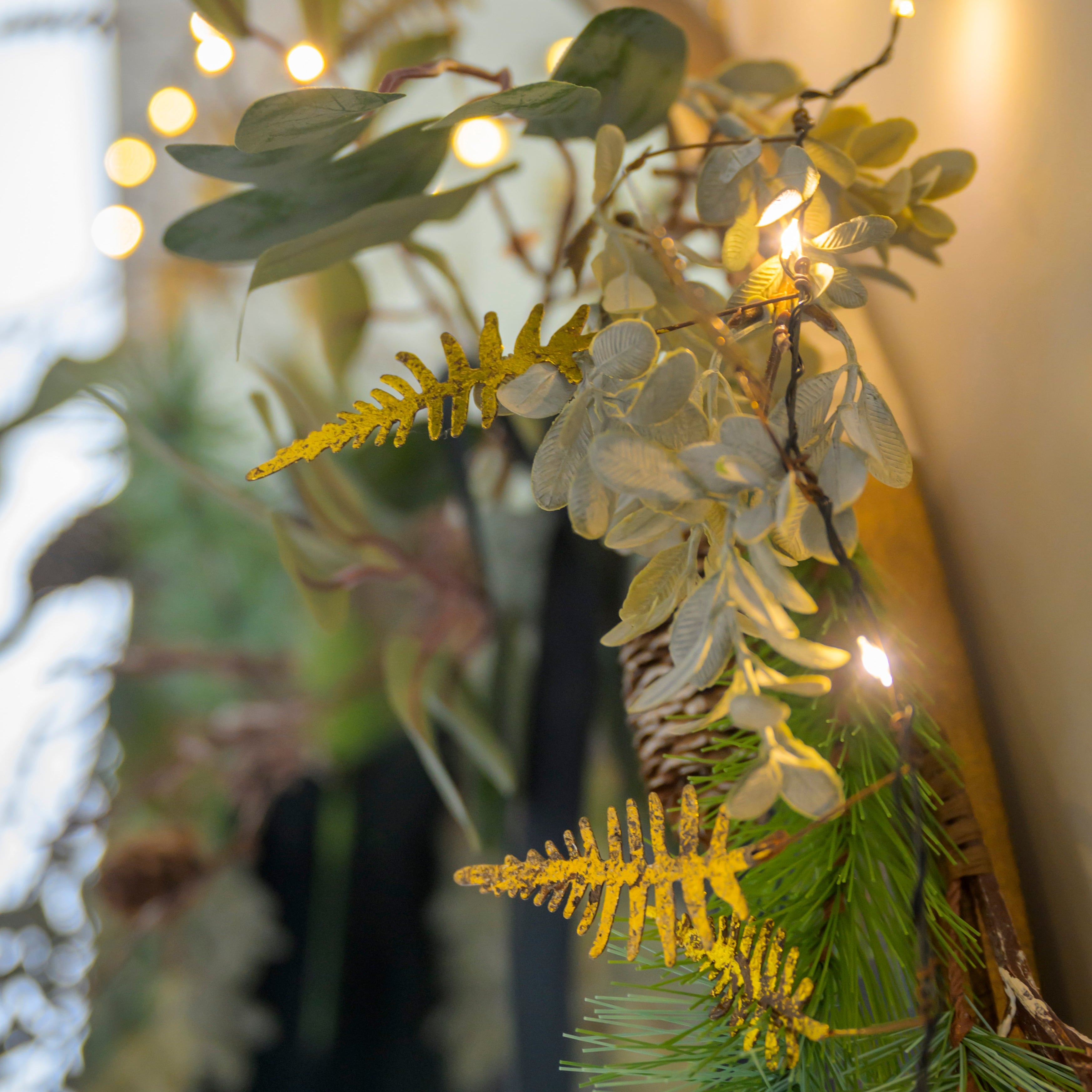 Illuminated Golden Fern Leaf Garland