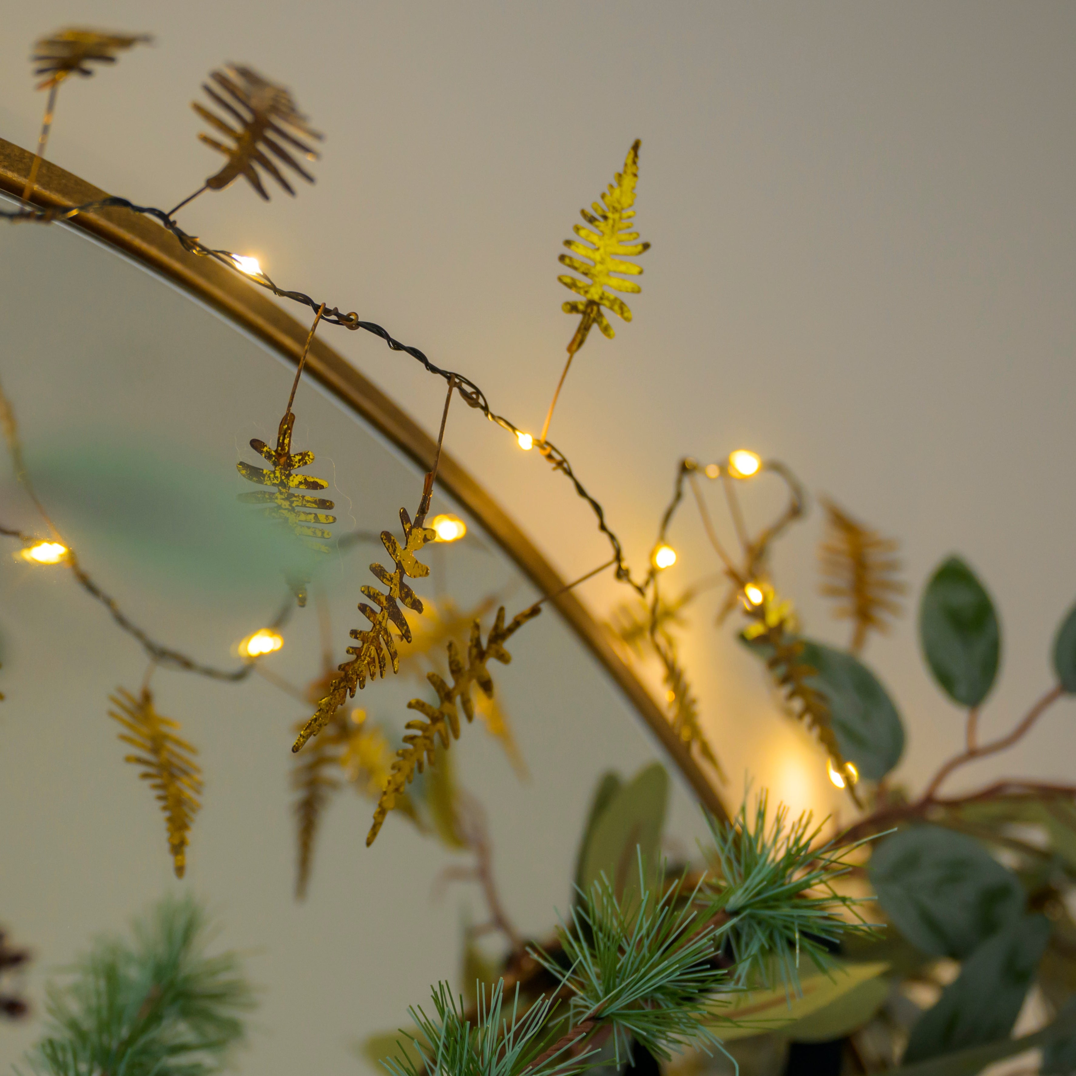Illuminated Golden Fern Leaf Garland