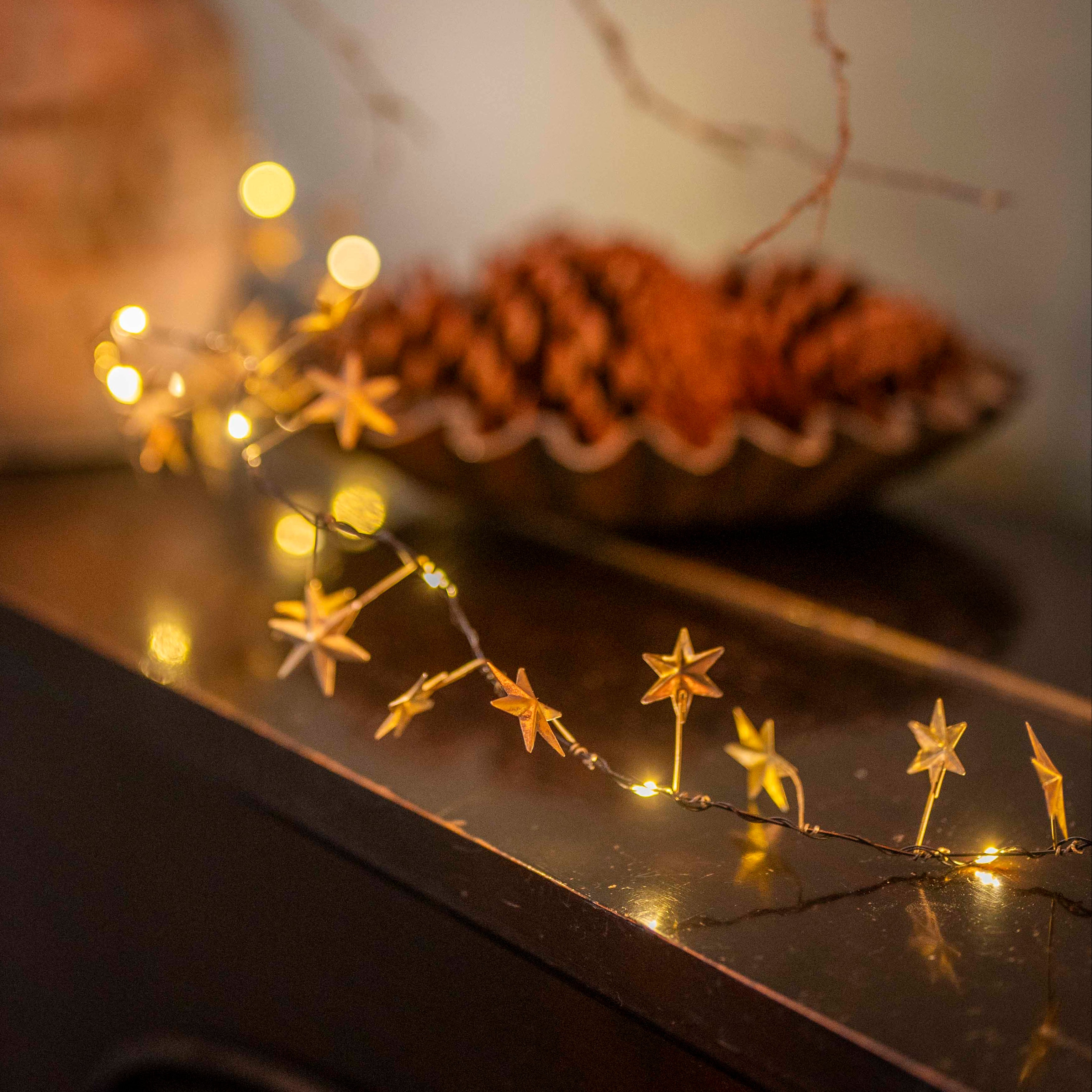 Illuminated Golden Star Garland