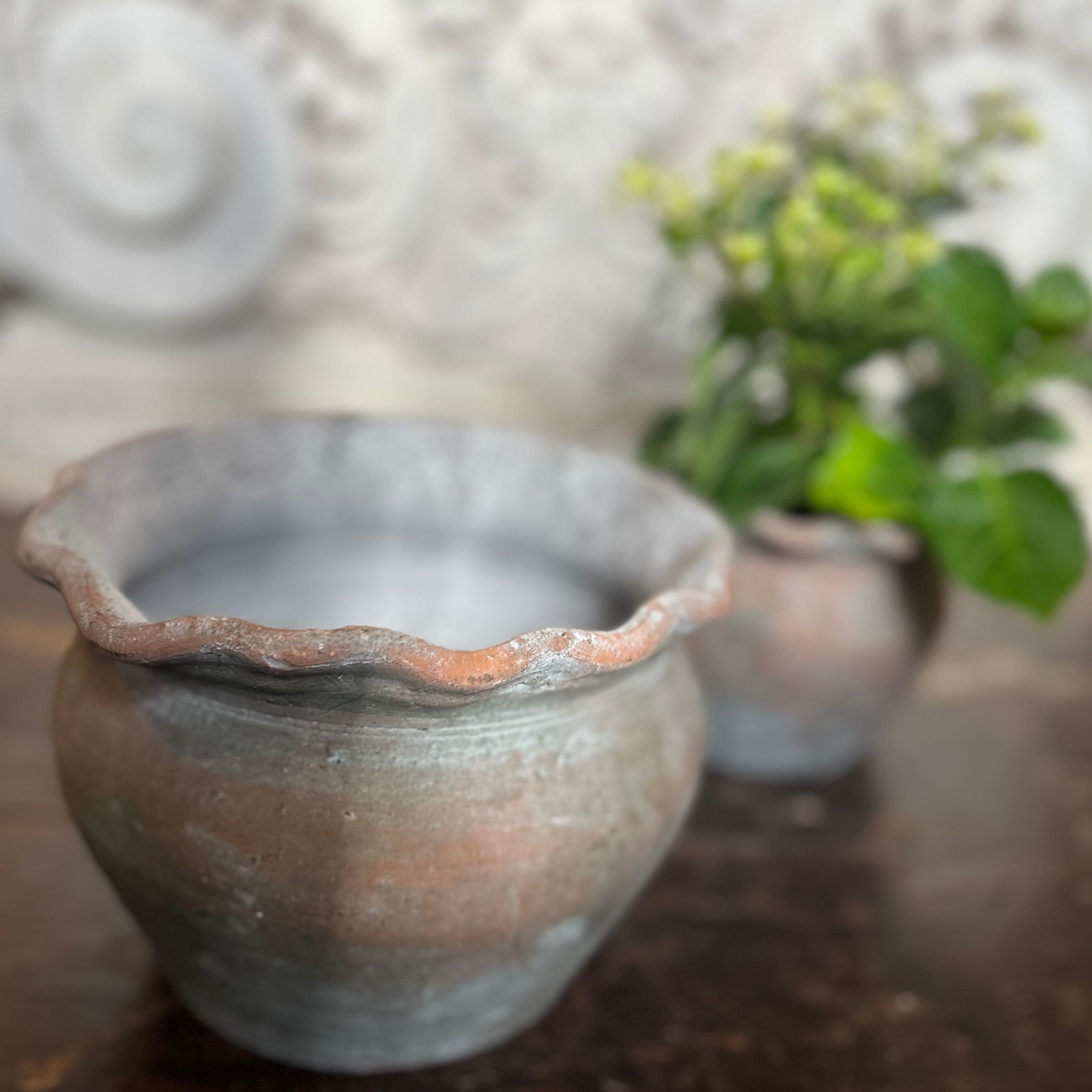 Pie Crust Plant Pot Hand Crafted Pot Terrace & Garden