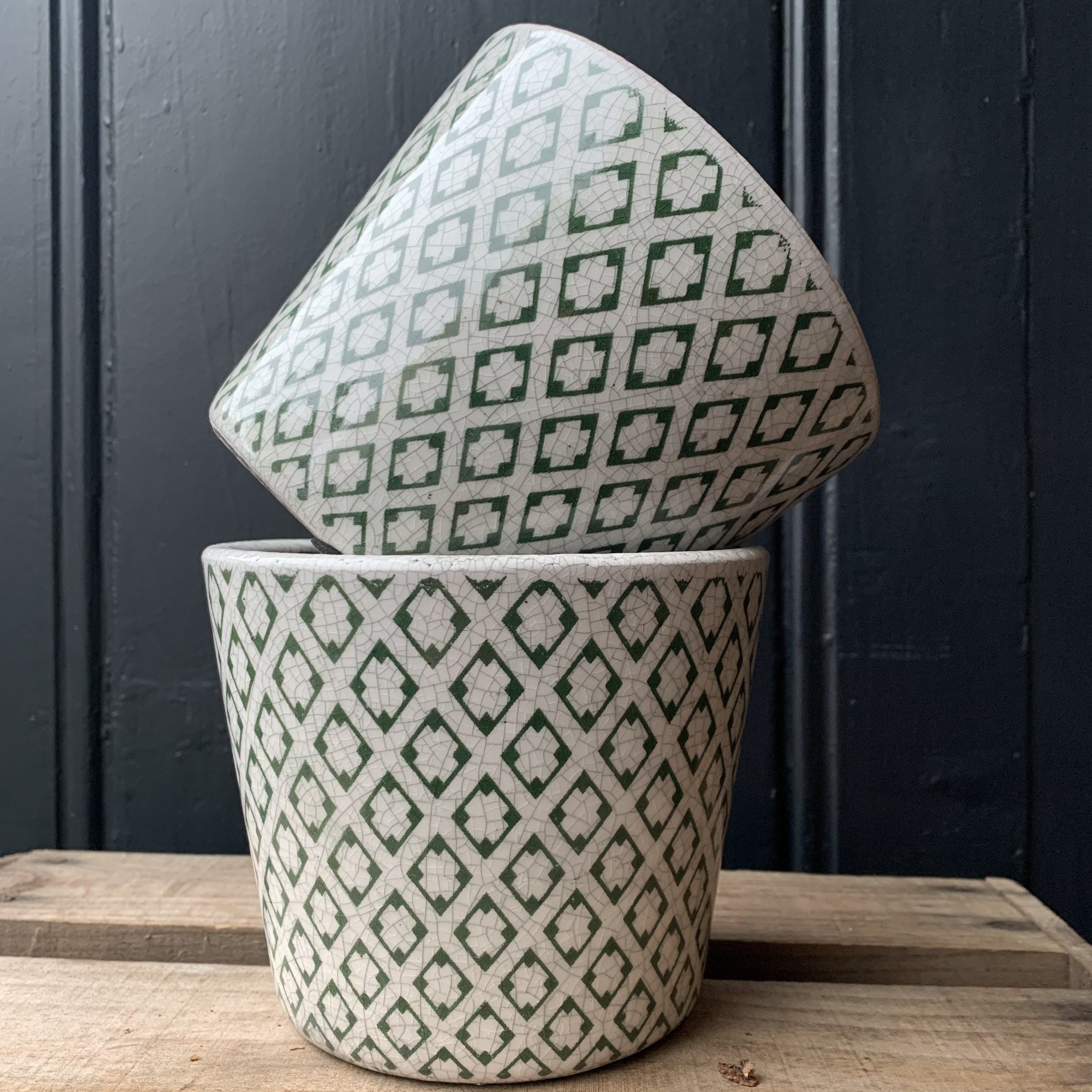 Crackle Glaze Pot Plant Pot Henderson's Green 