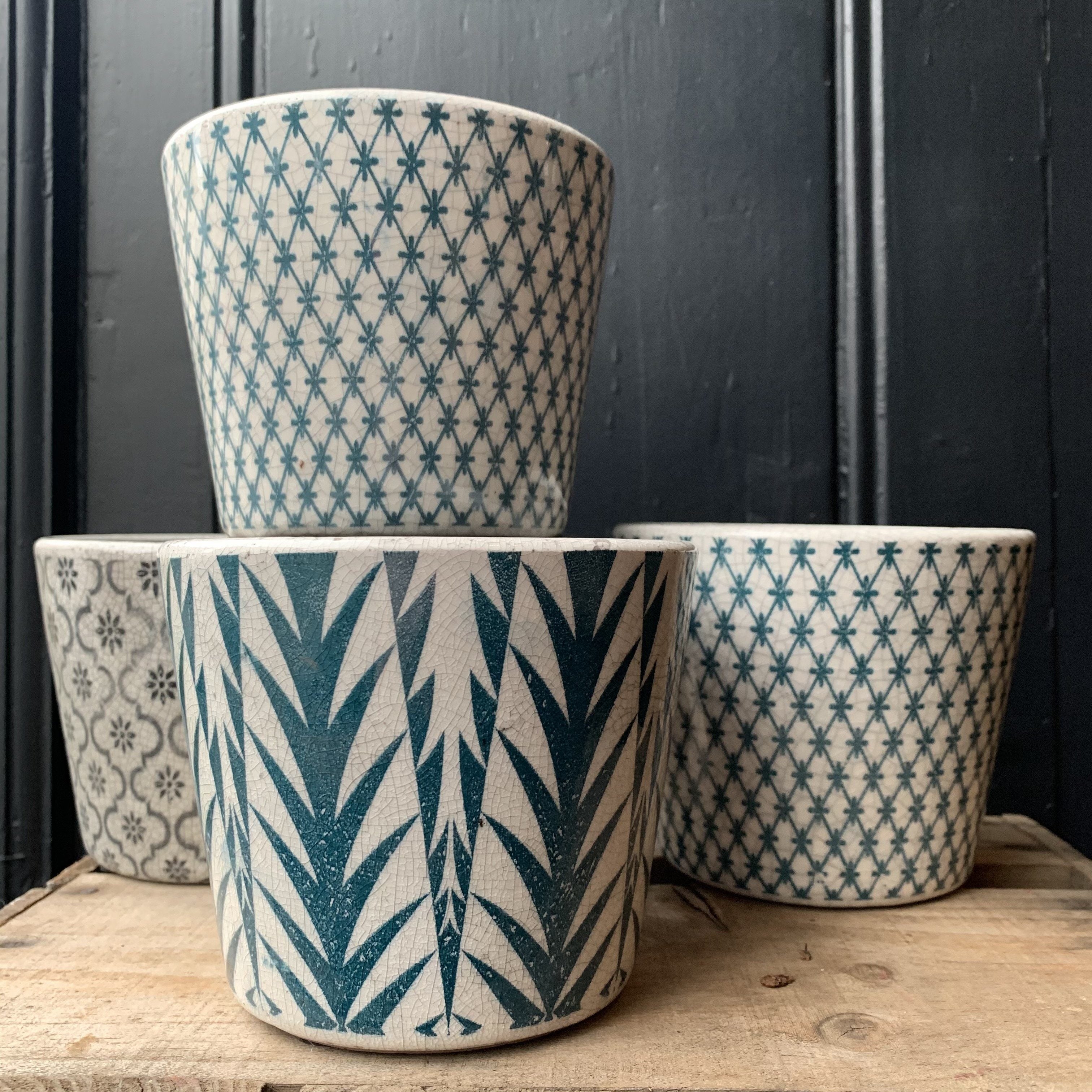 Crackle Glaze Pot Plant Pot Henderson's Teal