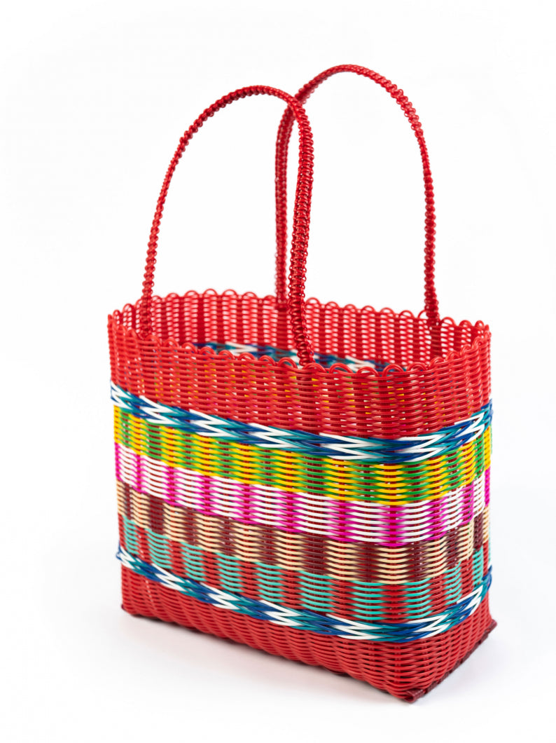 Fair Trade Woven Basket Recycled Plastic Basket Henderson's Red Multi