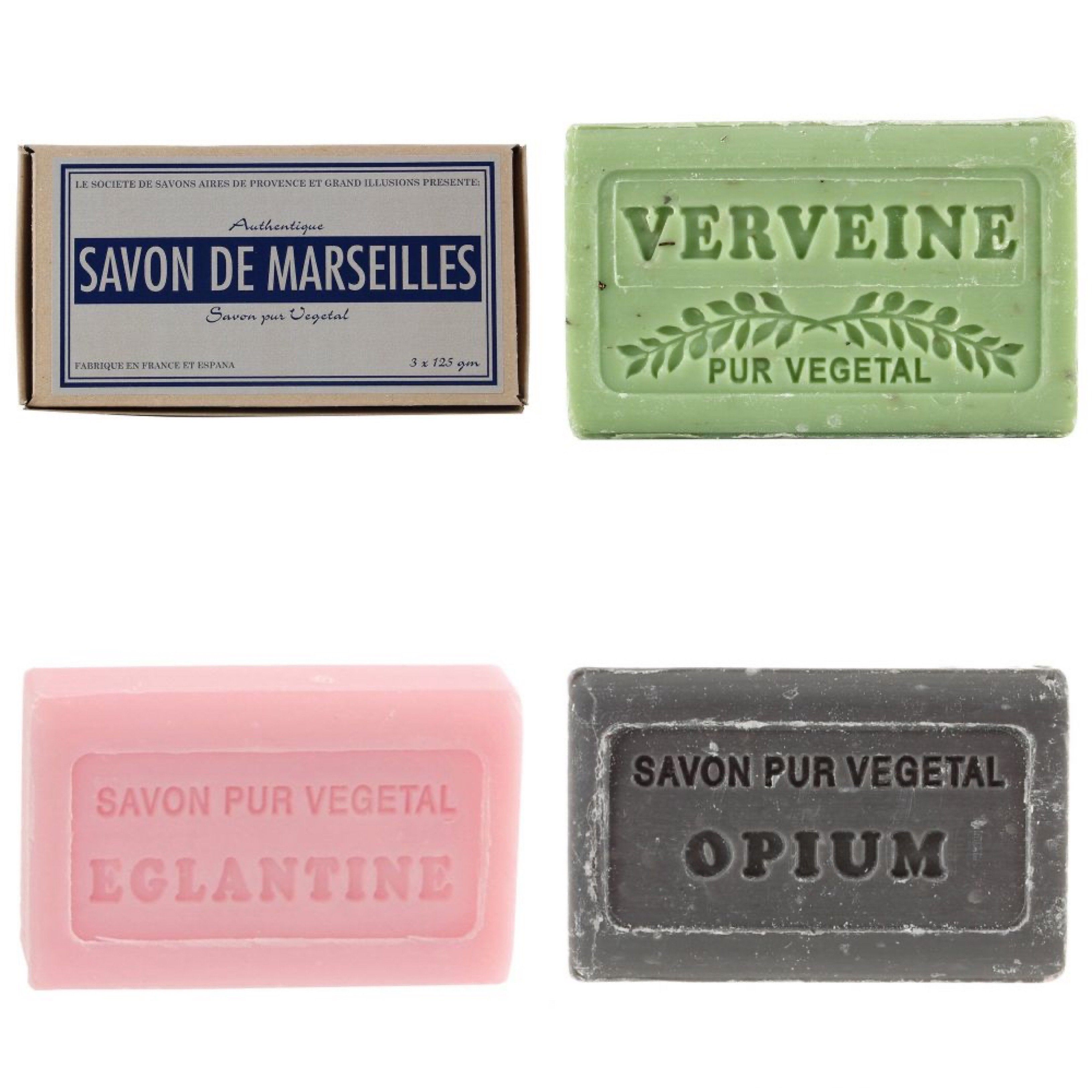 Gift Box of Soap French Soap Henderson's Verbina, English Rose, Opium 