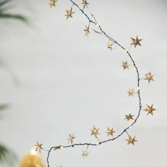 Illuminated Golden Star Garland Metal Garland Henderson's