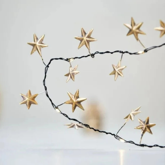 Illuminated Golden Star Garland Metal Garland Henderson's