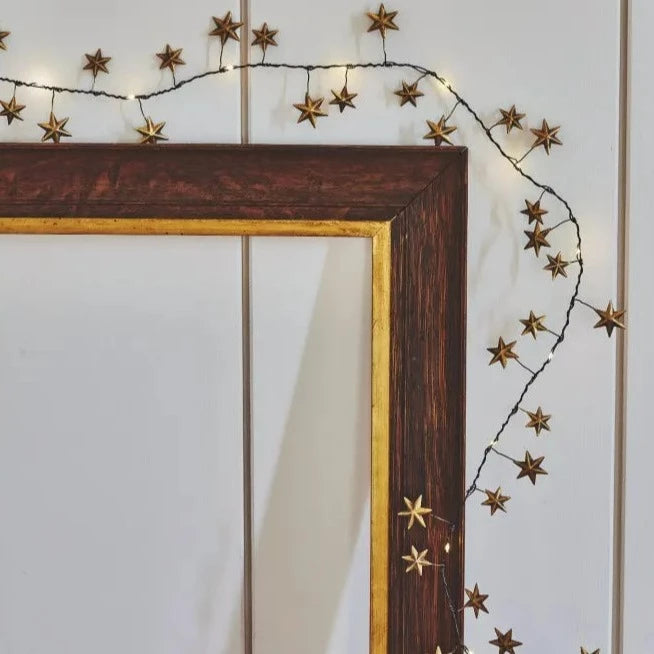 Illuminated Golden Star Garland Metal Garland Henderson's 