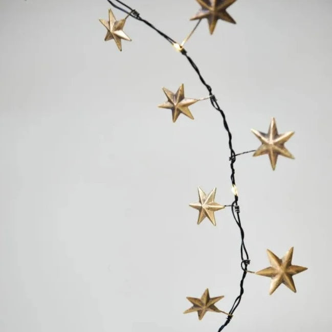 Illuminated Golden Star Garland Metal Garland Henderson's 