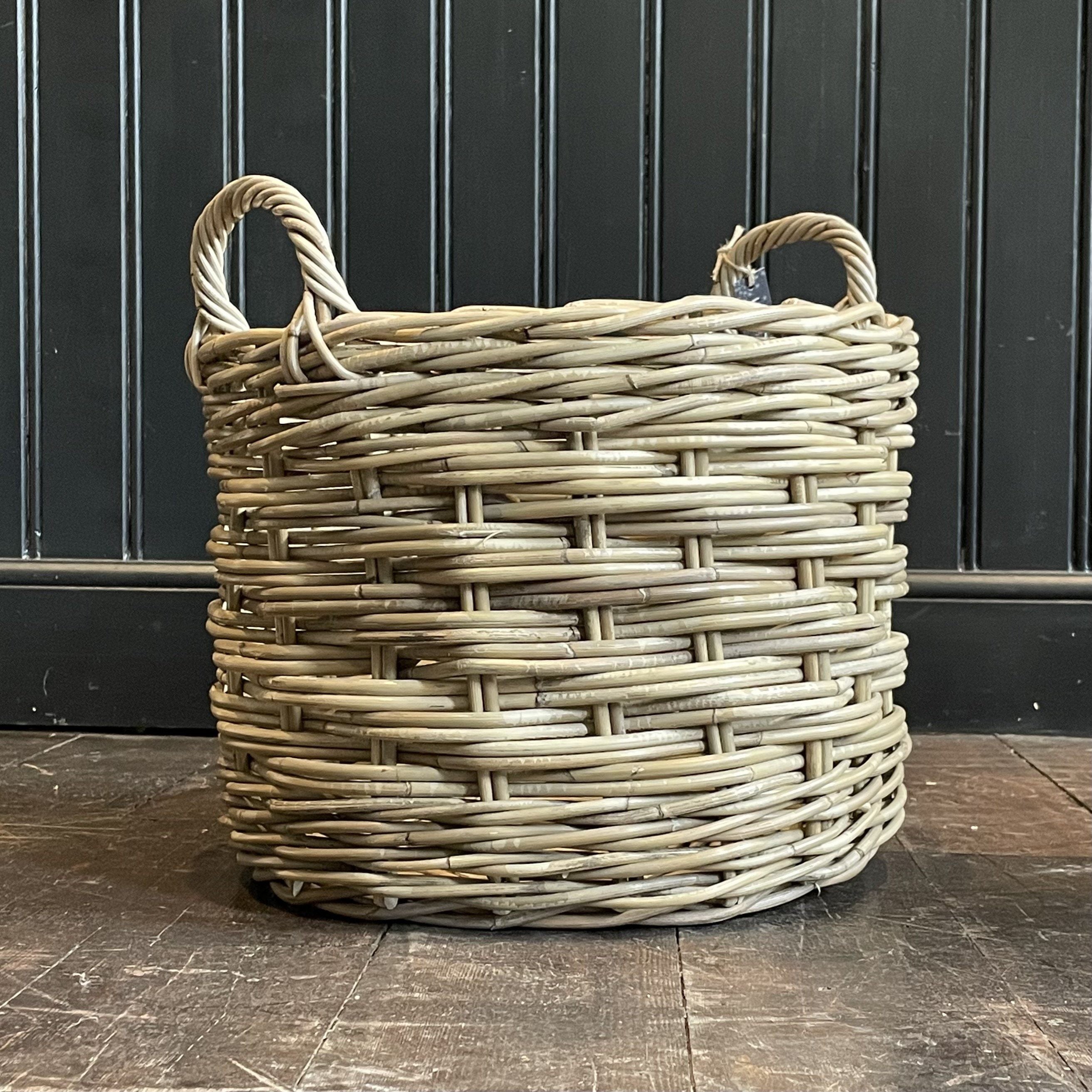 Rattan Log Basket With Handles Rattan Basket Henderson's Medium