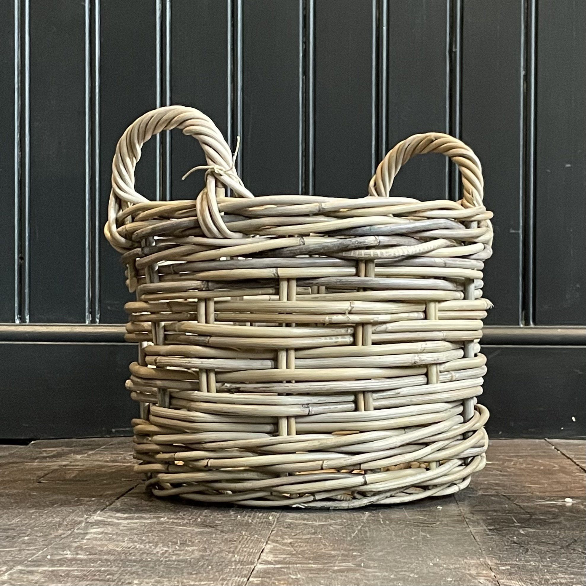 Rattan Log Basket With Handles Rattan Basket Henderson's Small