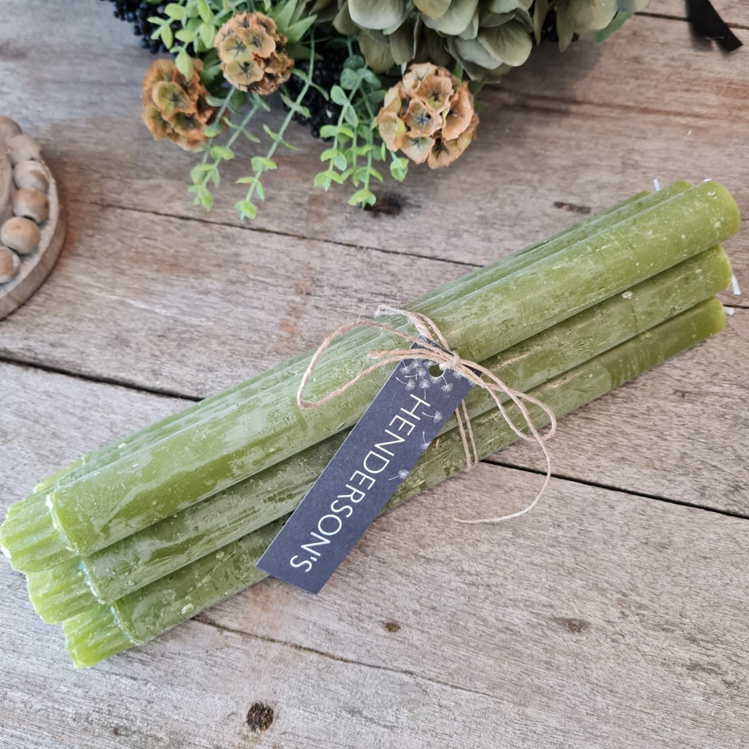 Rustic Candle Bundle Rustic Dining Candles Henderson's Fern Green