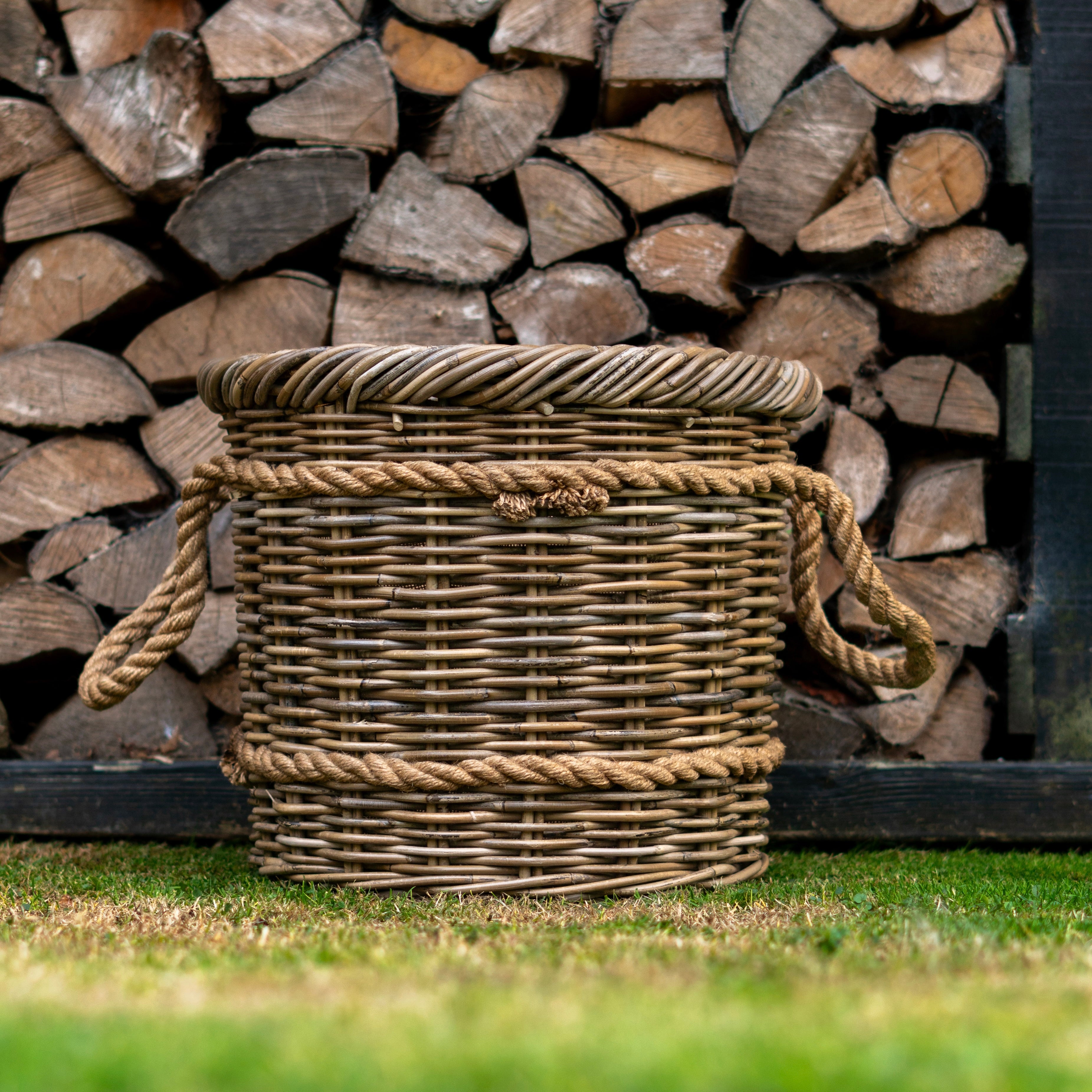 Round Rattan Log Basket
