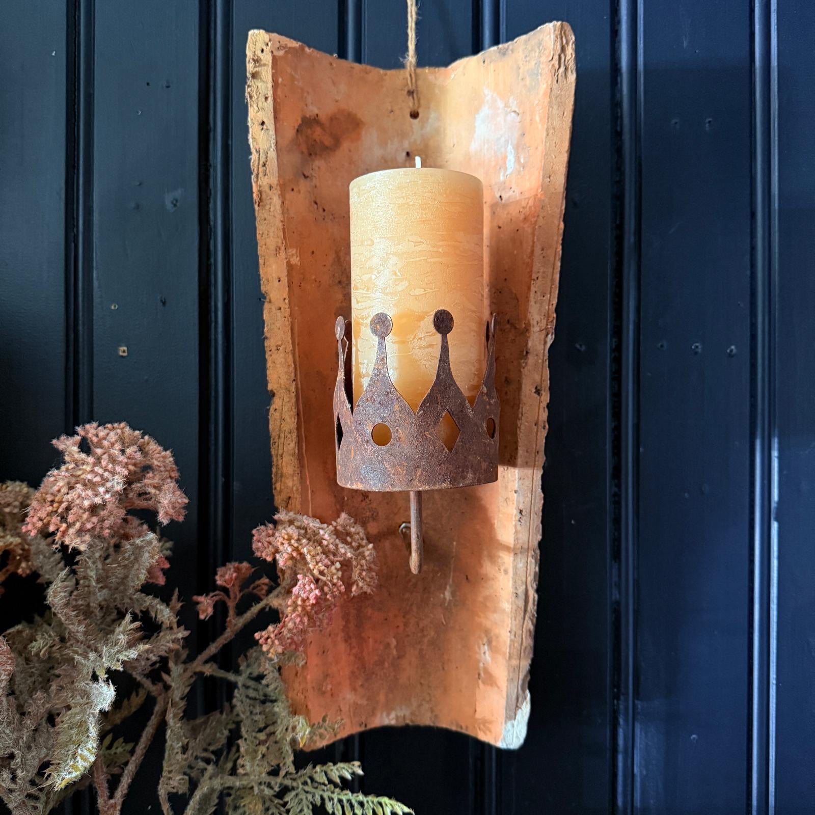French Roof Tile Candle Sconce with Crown