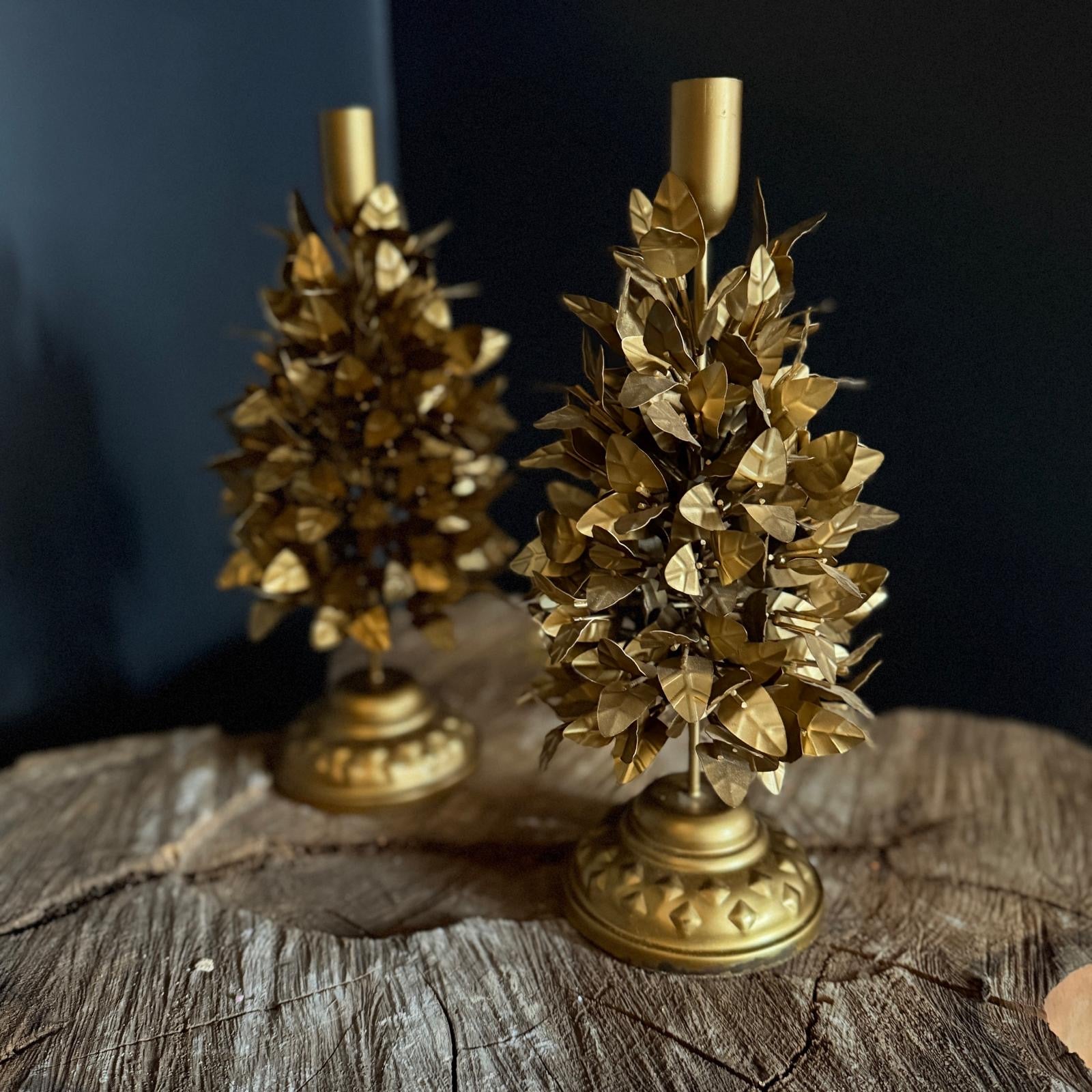 Gold Leafy Candlestick