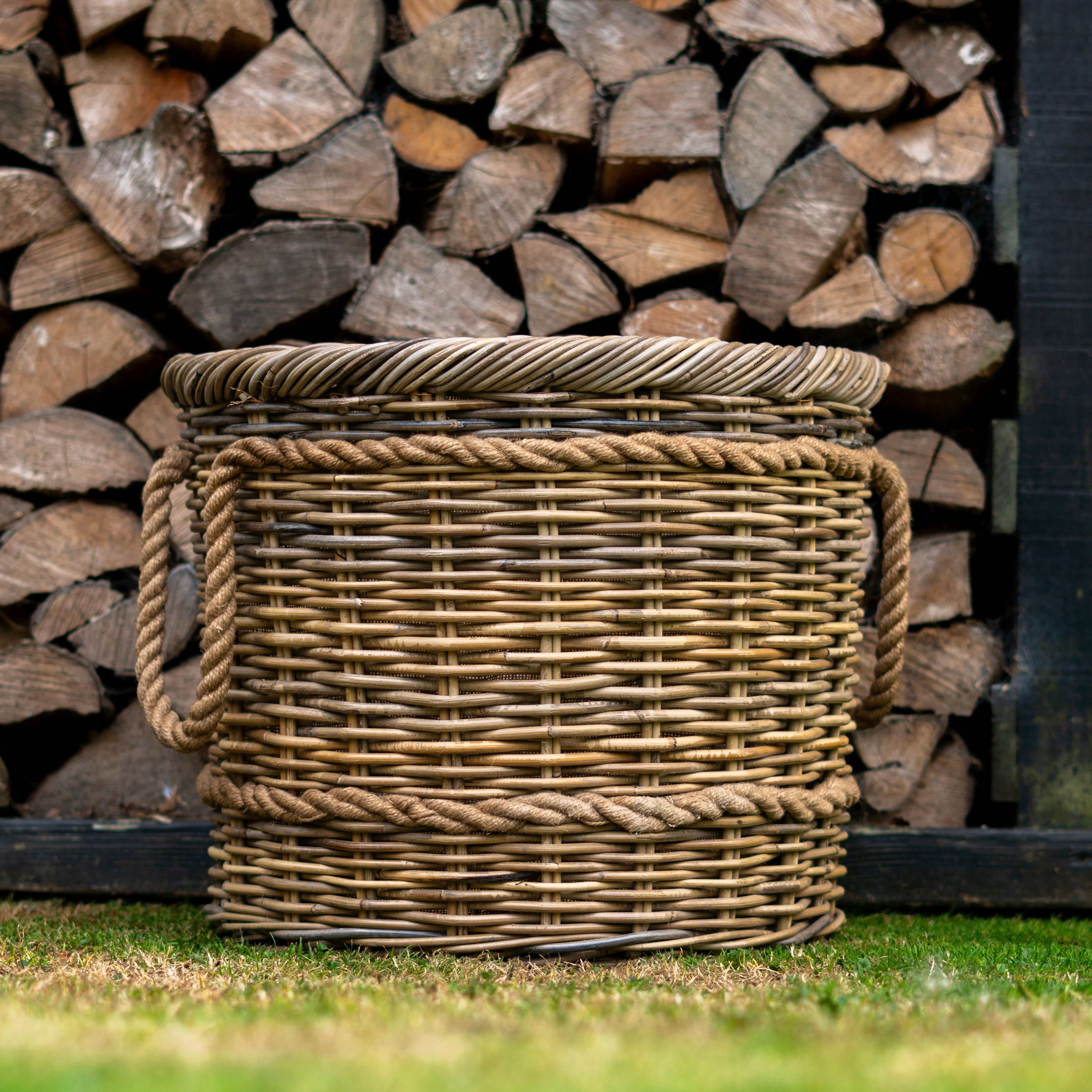 Round Rattan Log Basket