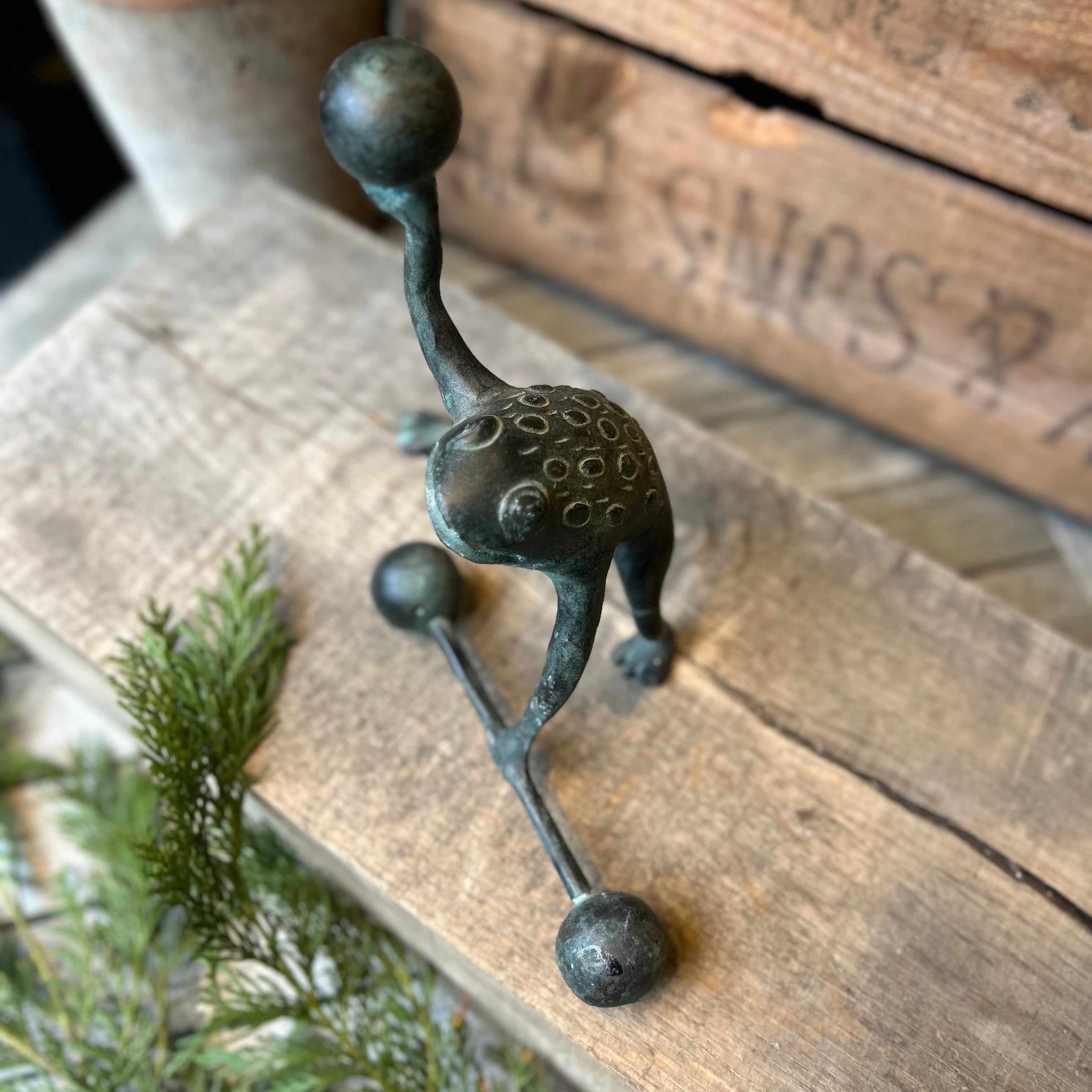 Vintage Weight Lifting Frog Ornament