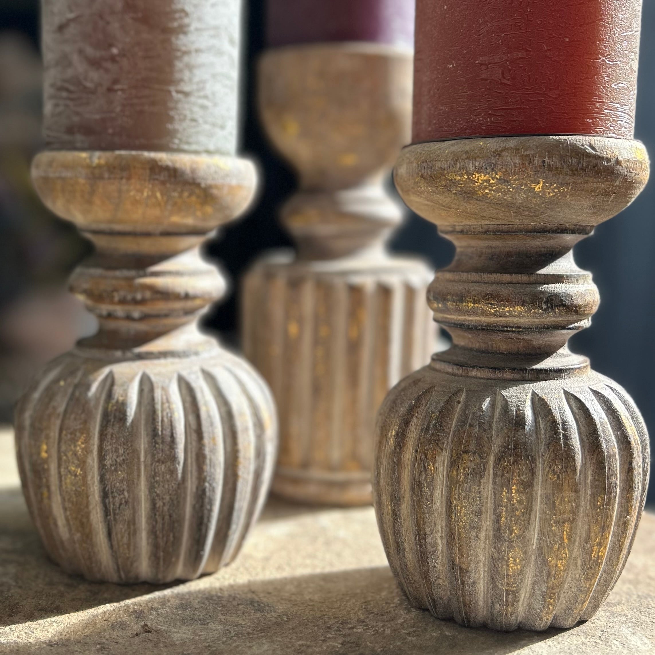 Carved Wooden Nala Candlestick