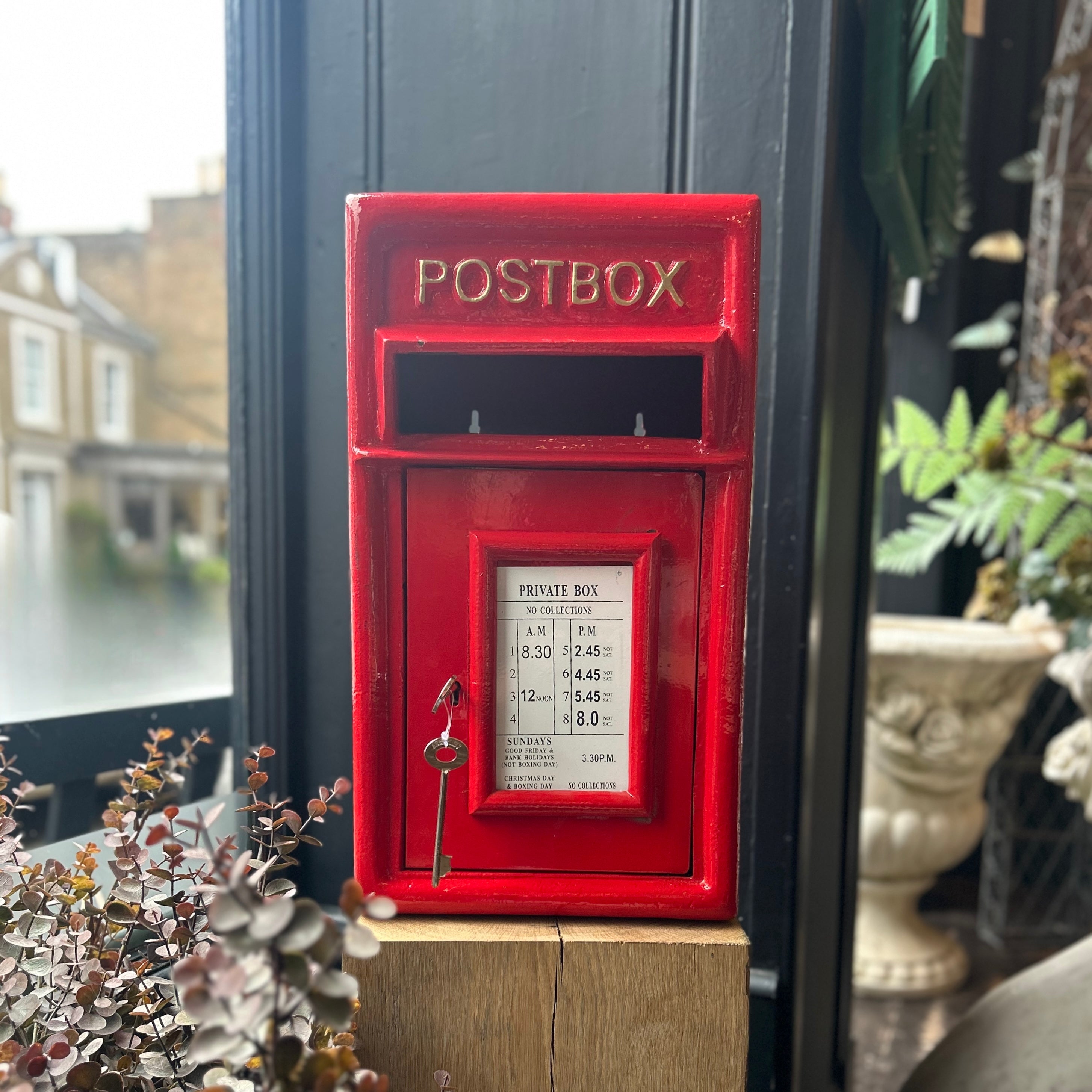 Traditional Cast Iron Red & Gold Post Box