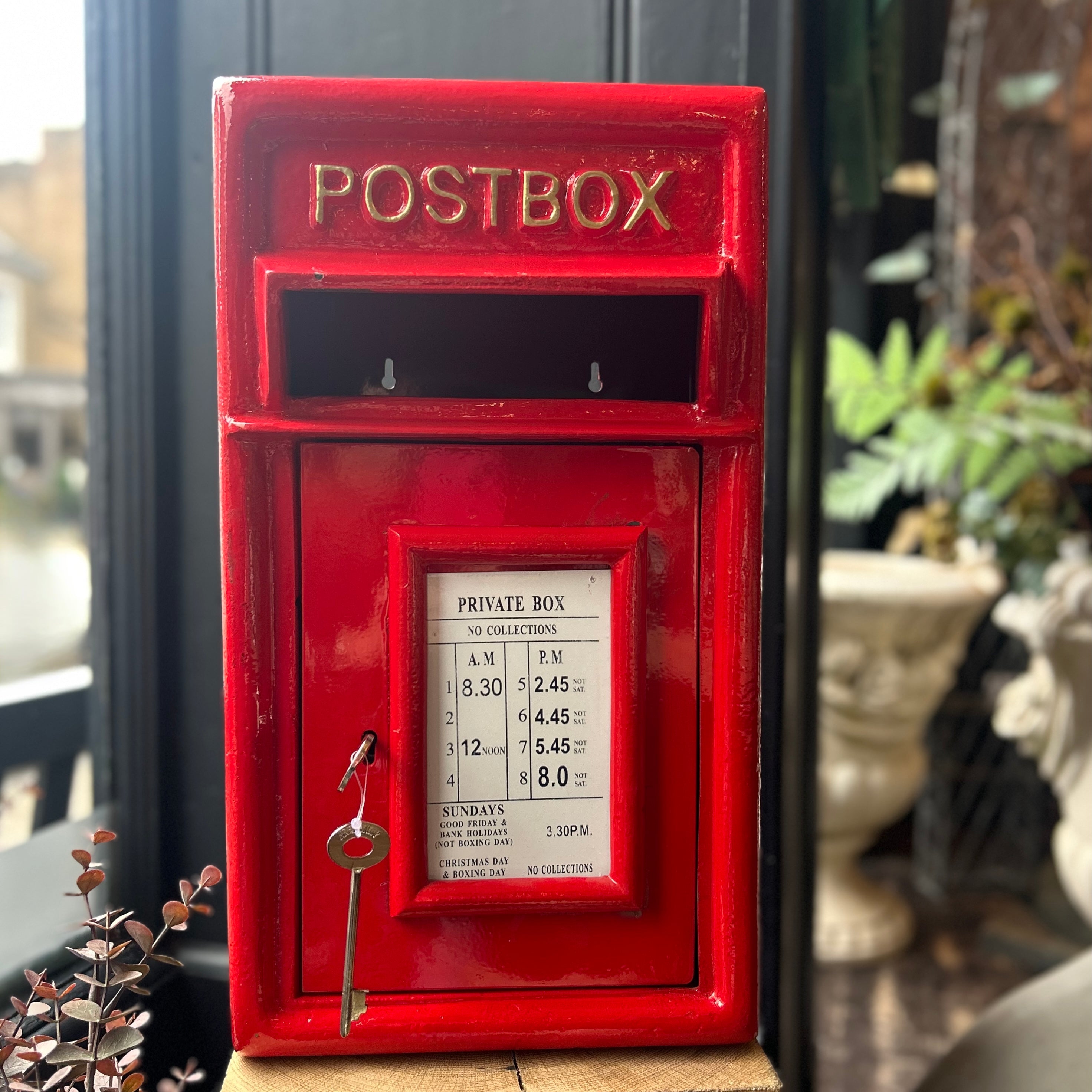 Traditional Cast Iron Red & Gold Post Box