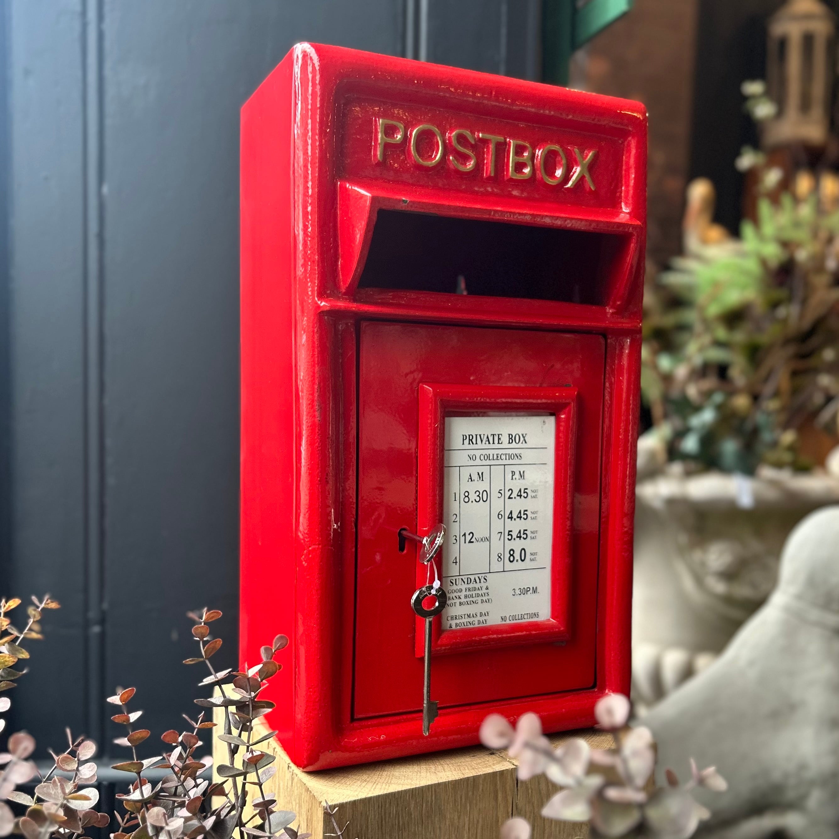 Traditional Cast Iron Red & Gold Post Box