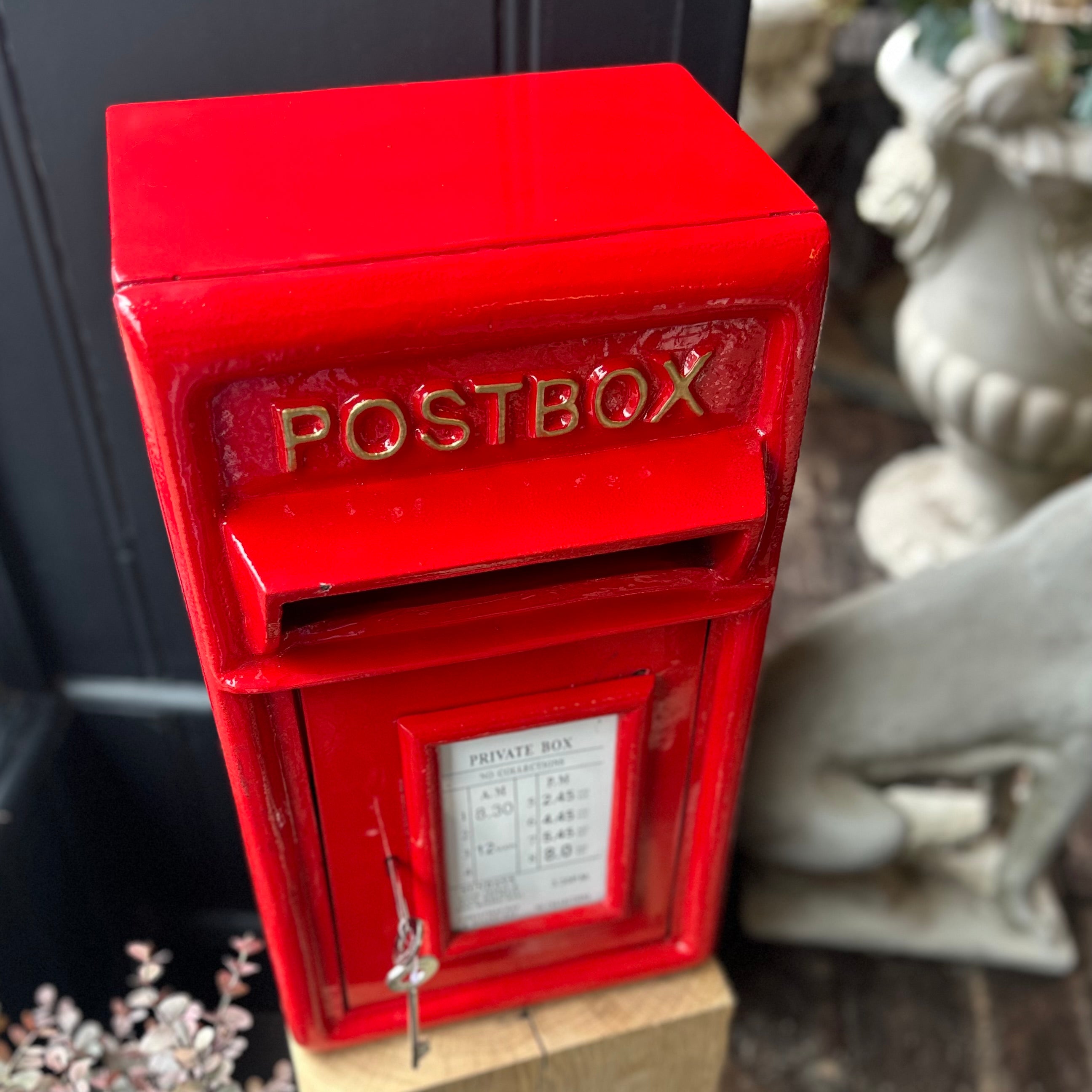 Traditional Cast Iron Red & Gold Post Box