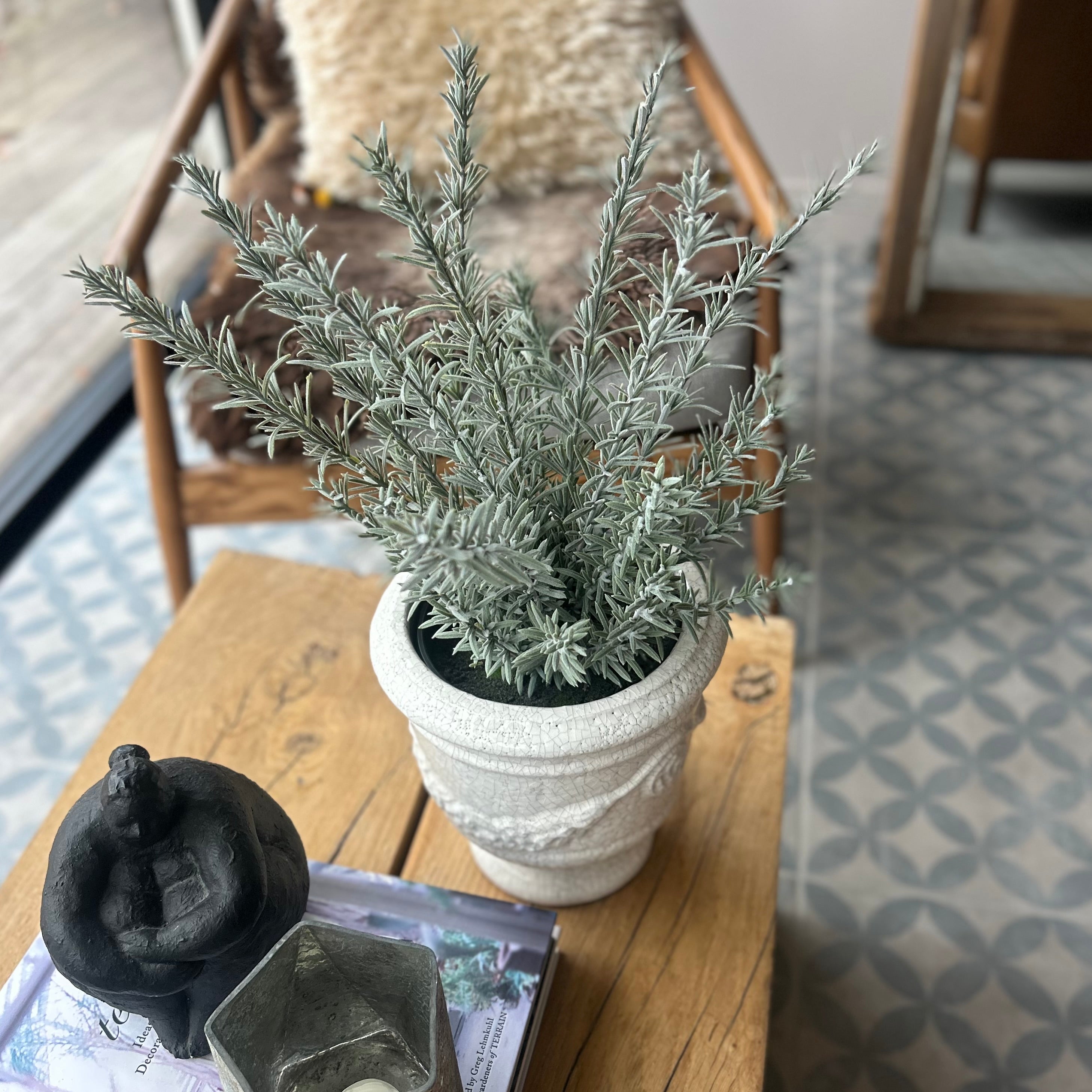 Faux Rosemary Plant In Pot