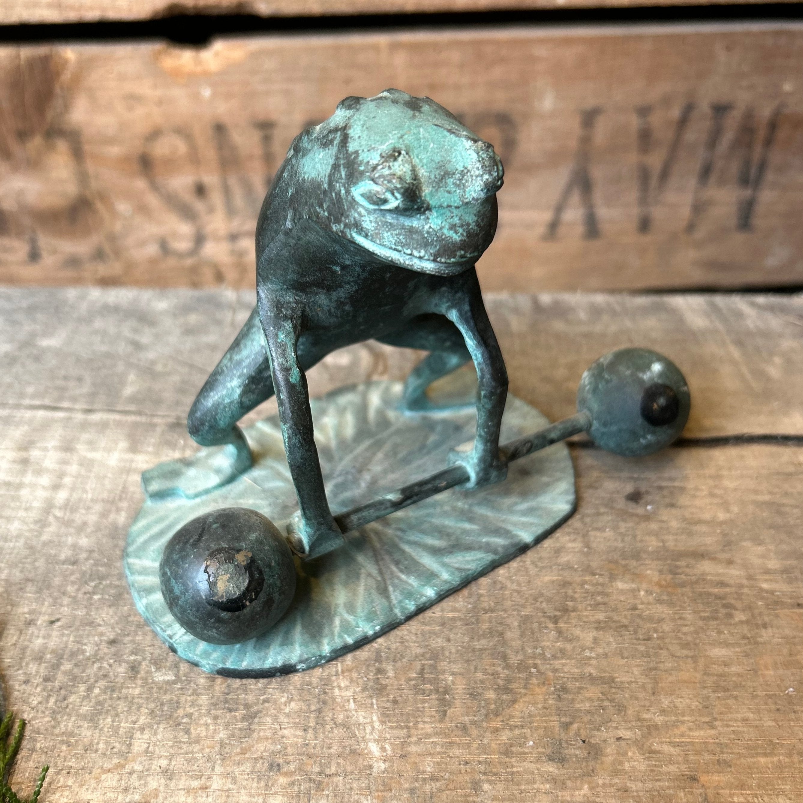 Vintage Dead Lifting Frog Ornament