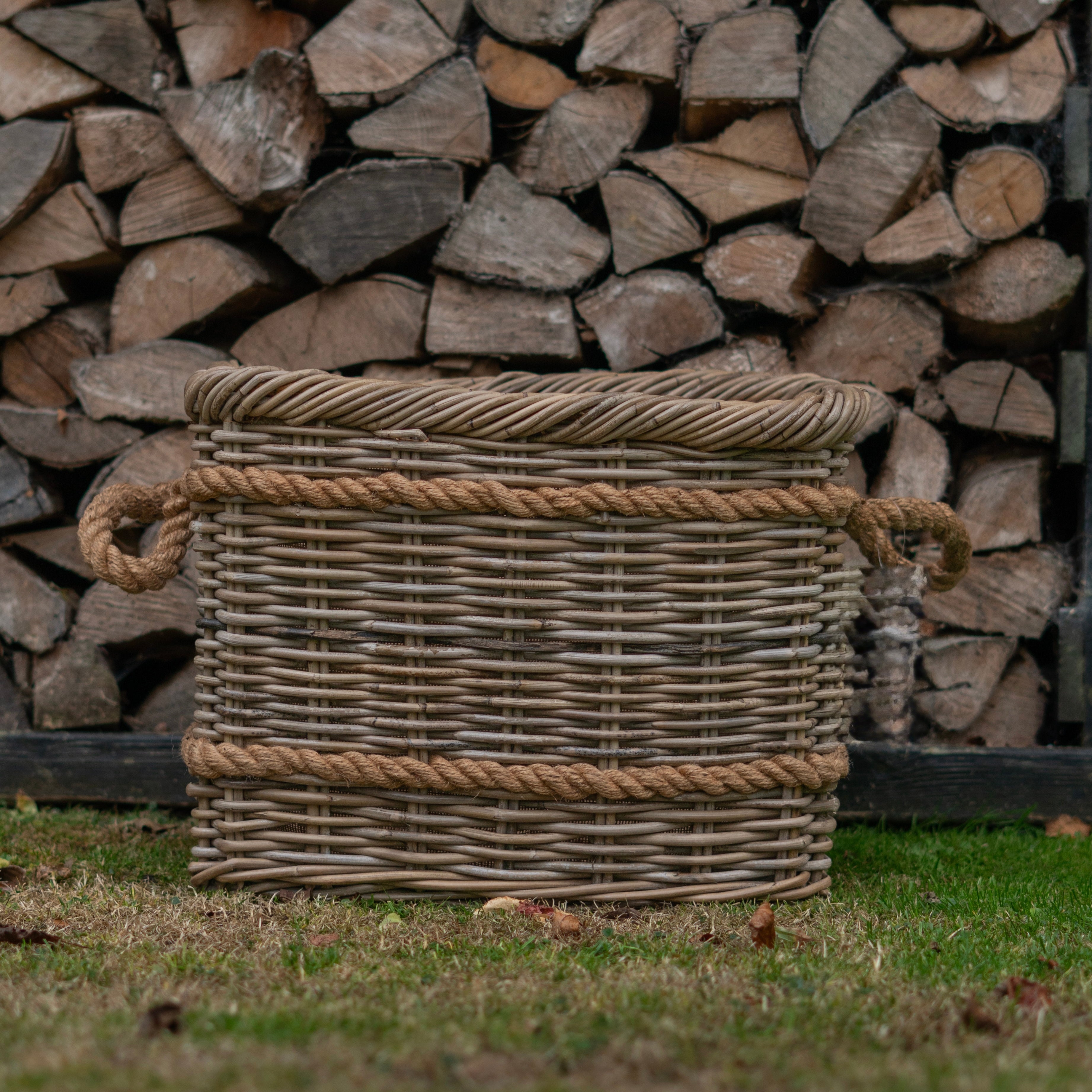 Rectangular Rattan Log Basket