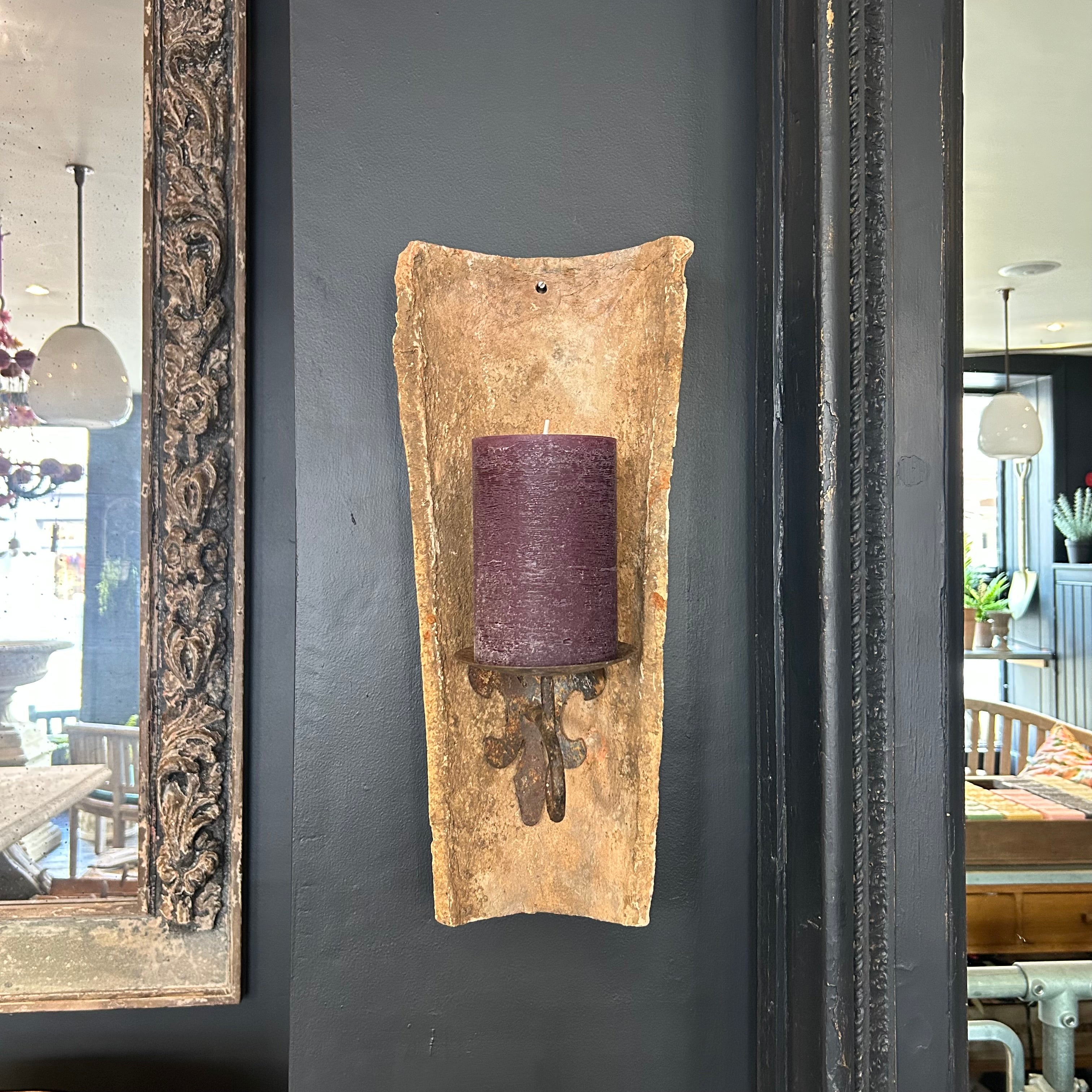 Large French Roof Tile Candle Sconce