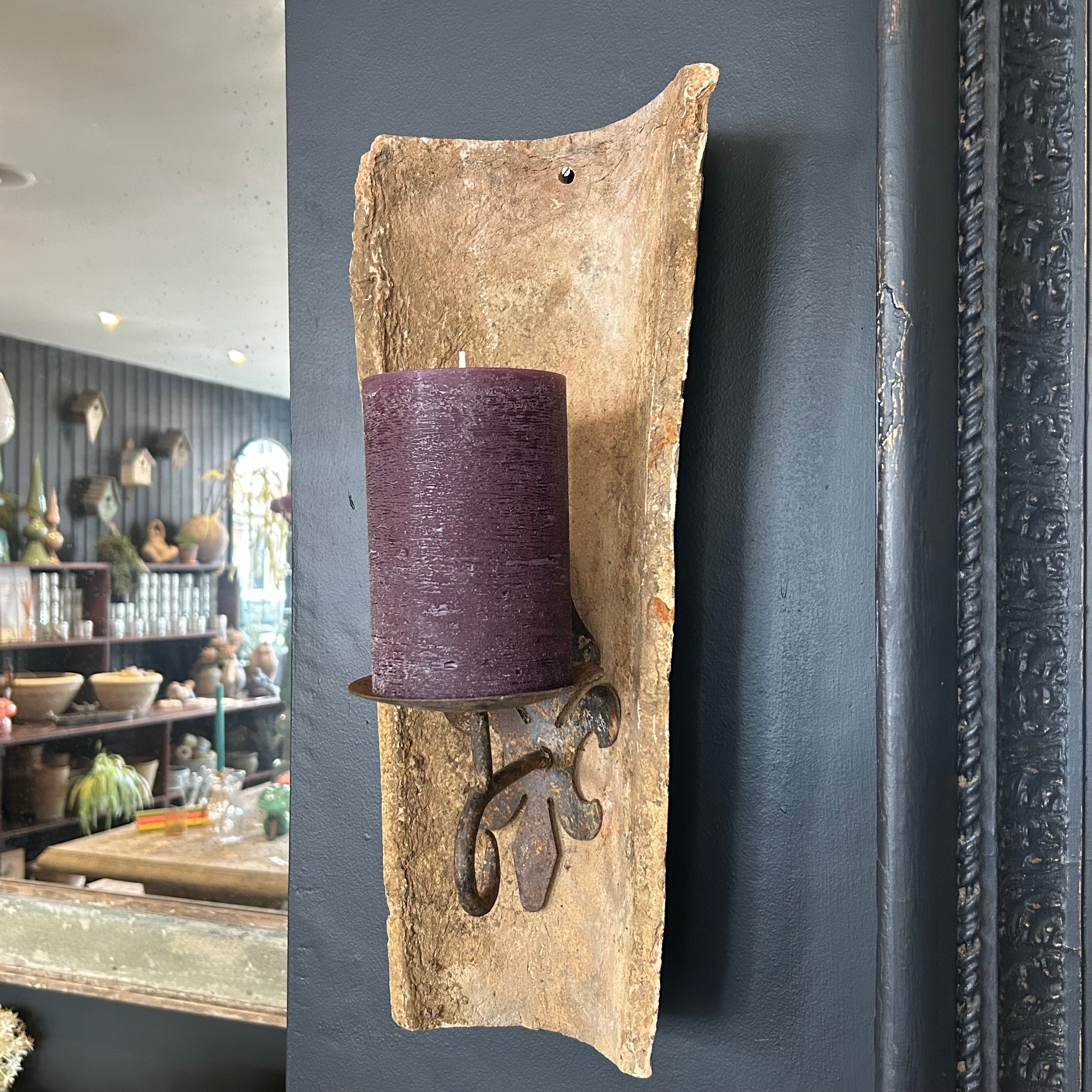Large French Roof Tile Candle Sconce