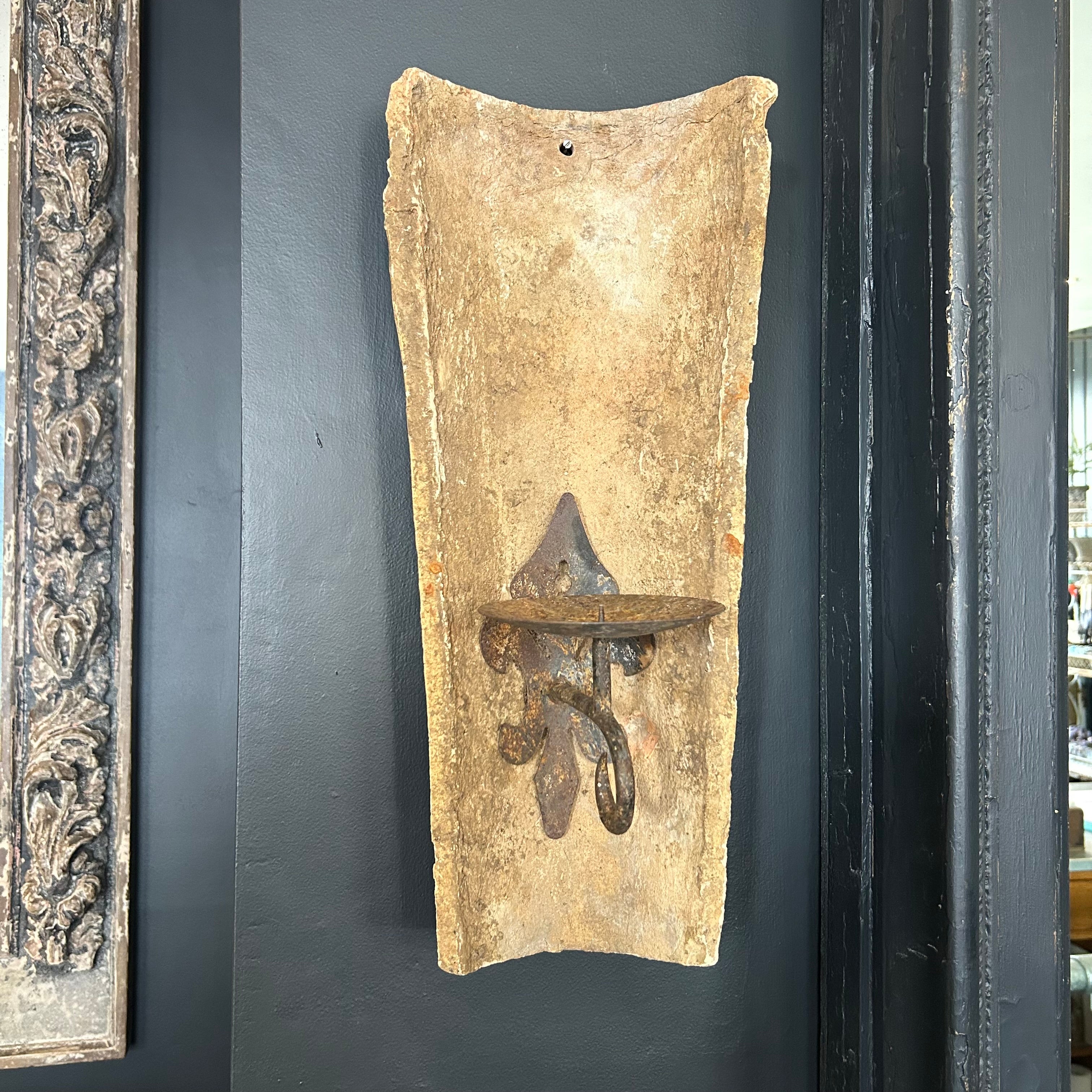 Large French Roof Tile Candle Sconce
