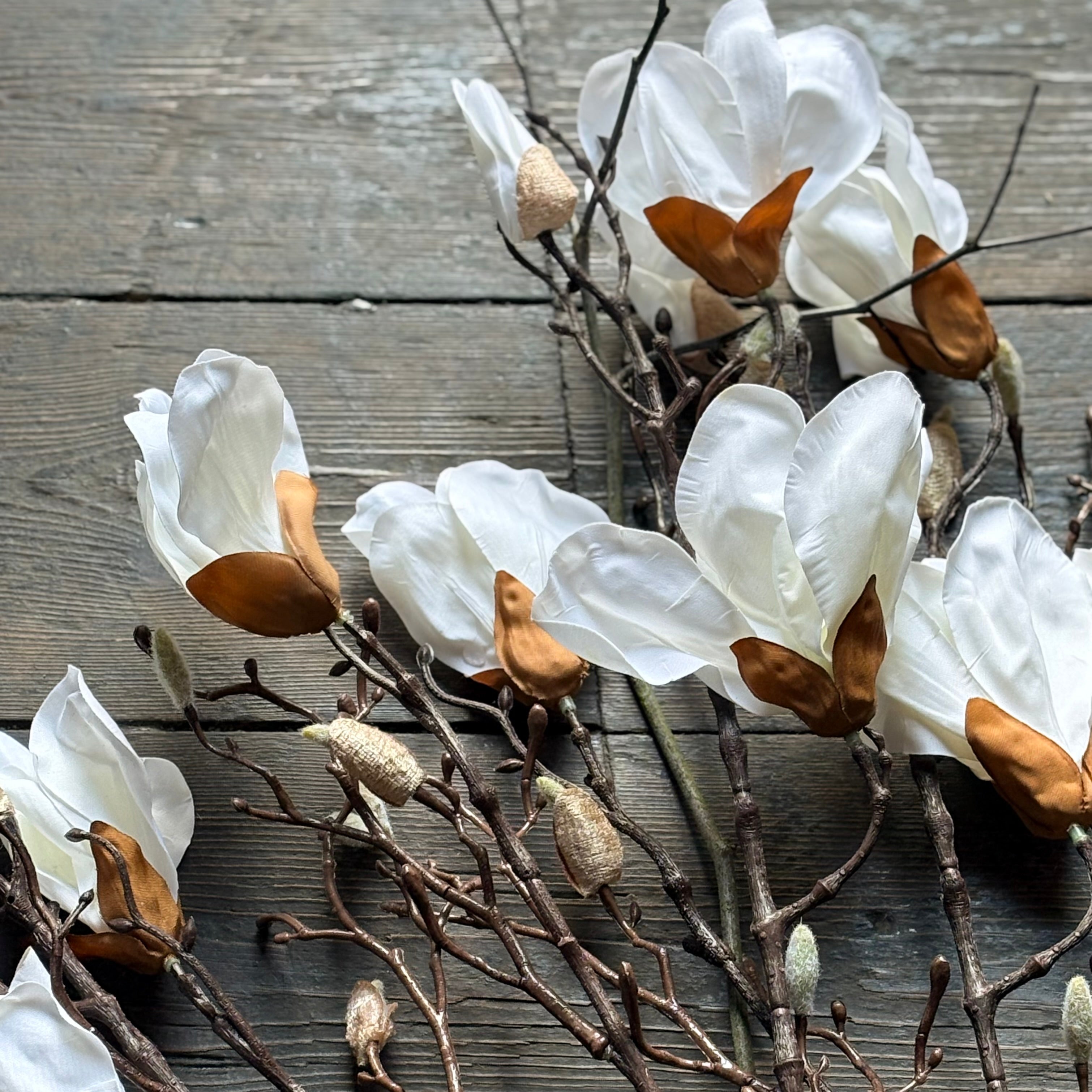 Artificial Magnolia Stem - White