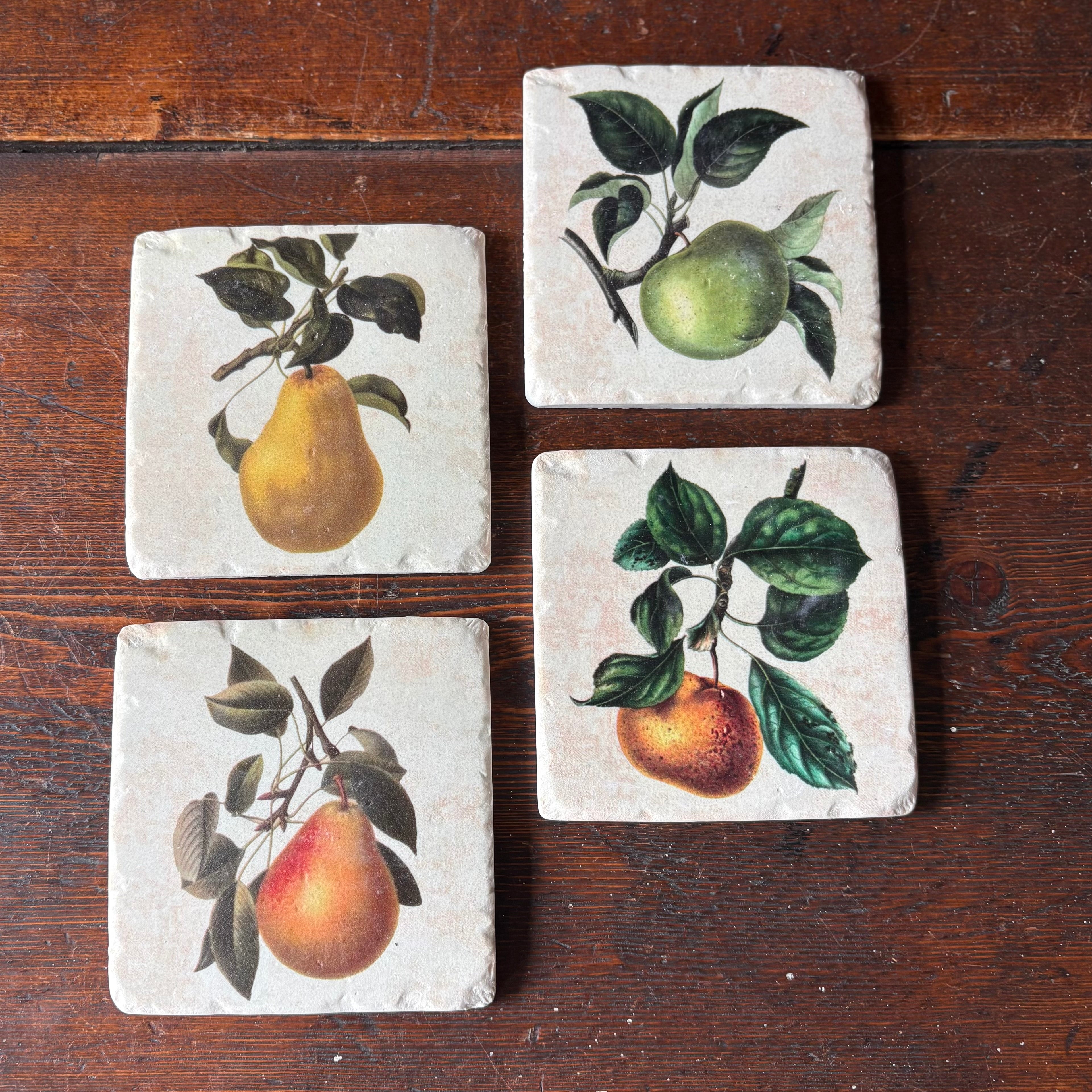 Set of 4 Apple & Pear Coasters