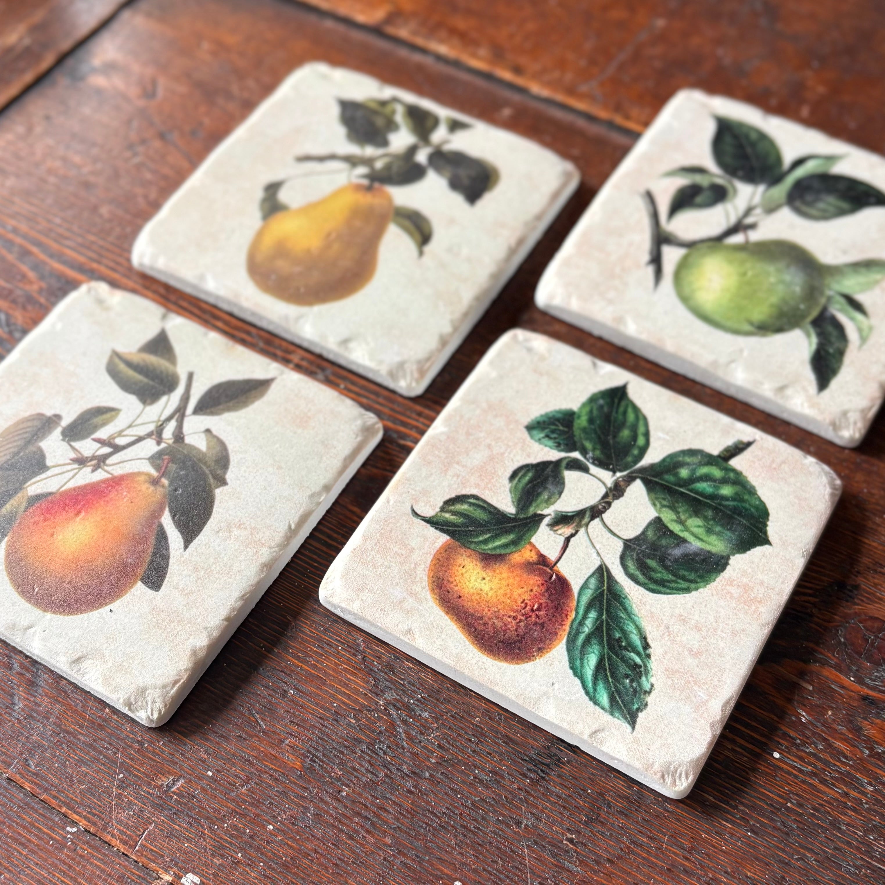 Set of 4 Apple & Pear Coasters